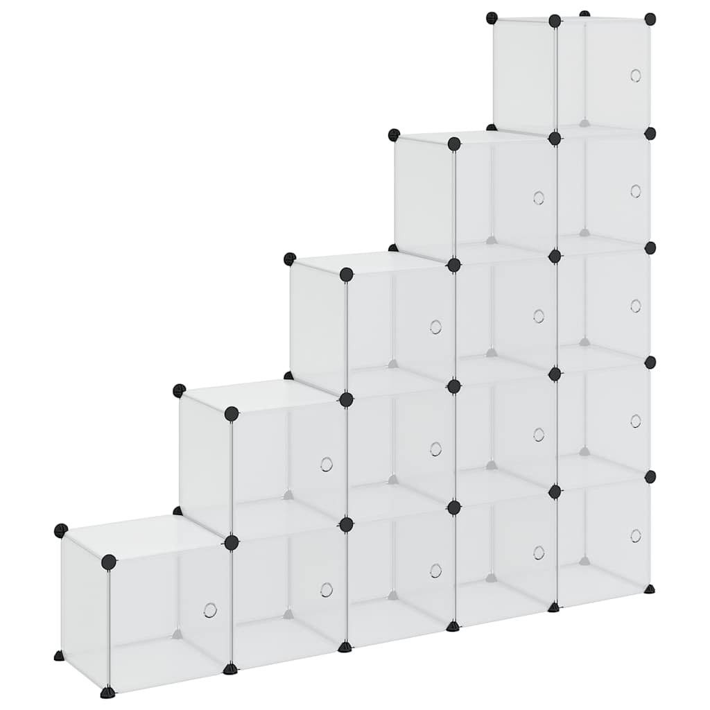 vidaXL Schuhregal Aufbewahrungswürfel-Organizer mit 15 Würfeln und Türen Transparent PP, 1-tlg.