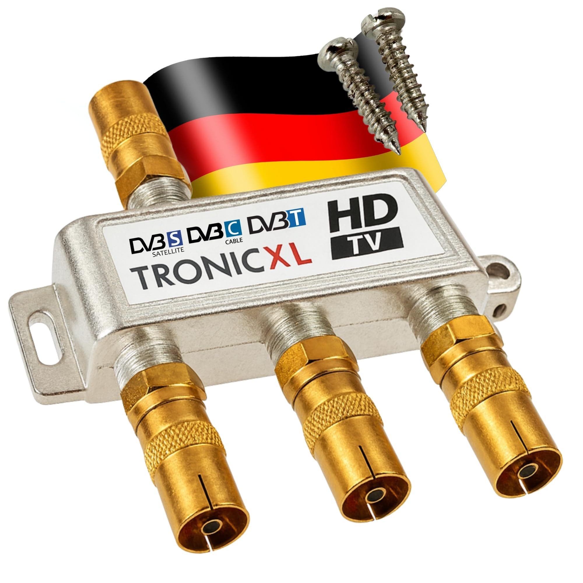 TronicXL SAT-Verteiler Koax HD 3D 4K Verteiler Weiche Splitter DVBT DVBT2 DVBC SAT TV Kabel
