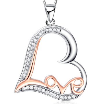 Limana Herzkette Damen 925 Sterling Silber Herz Kette Anhänger Geschenkidee Freundin (inkl. Herz Gravur Geschenkdose), Liebe Geschenk Liebesgeschenk Silberkette Herzanhänger