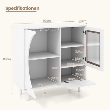 COSTWAY Sideboard, Akzentschrank mit Türen, Gläserhalter, weiß, 80x30x80cm