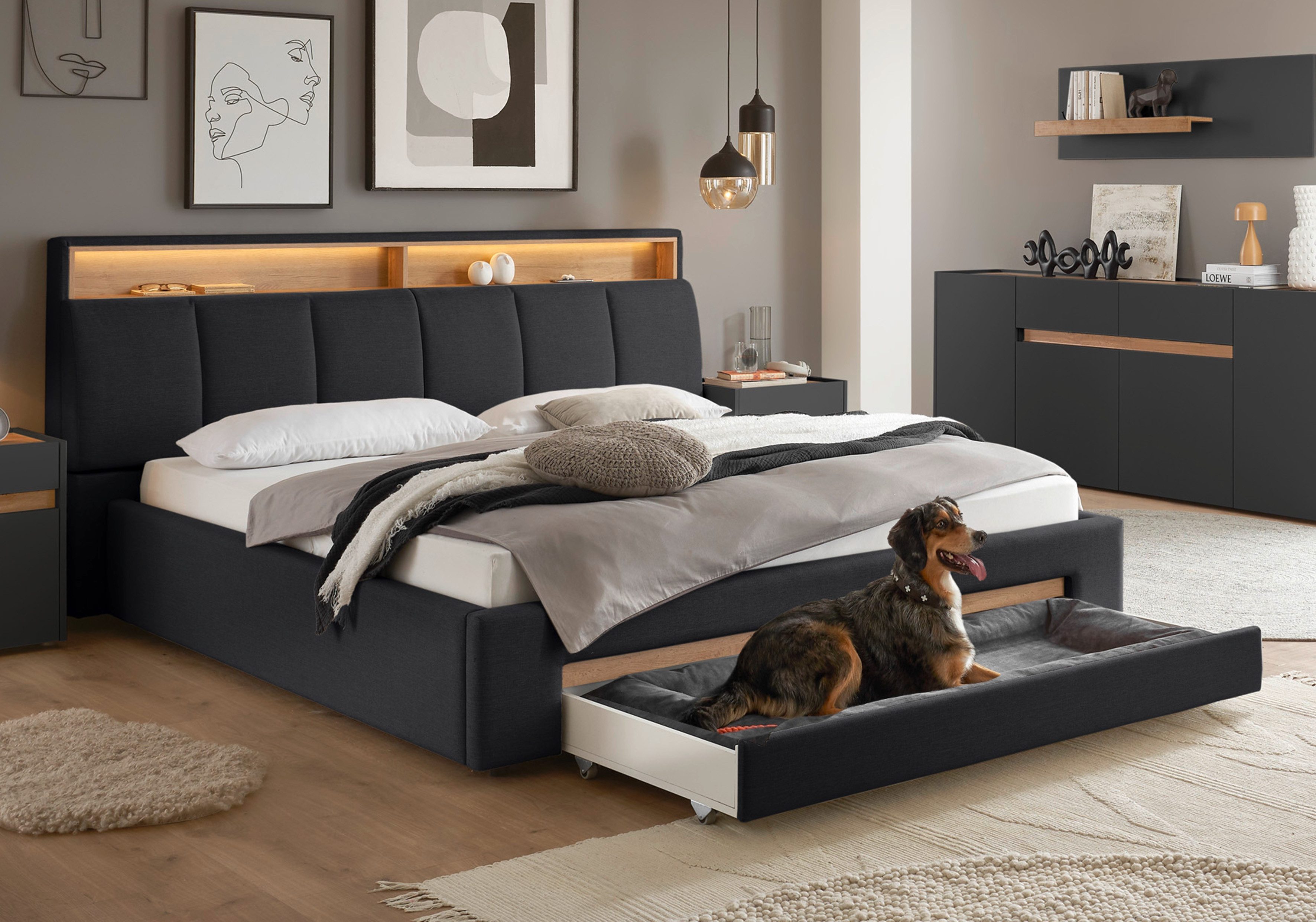 INOSIGN Polsterbett "CiTY/GiRON, gepolstertes Stauraumbett, mit LED Beleuch günstig online kaufen