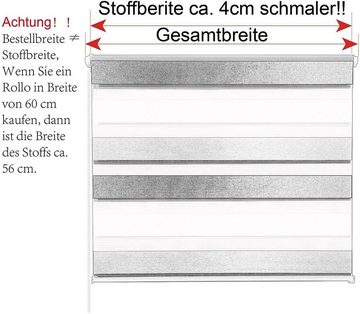 Doppelrollo Zebra-Jalousien Doppelrollo Klemmfix ohne Bohren Fenster Rollo Grau, Gotagee, Klemmfix