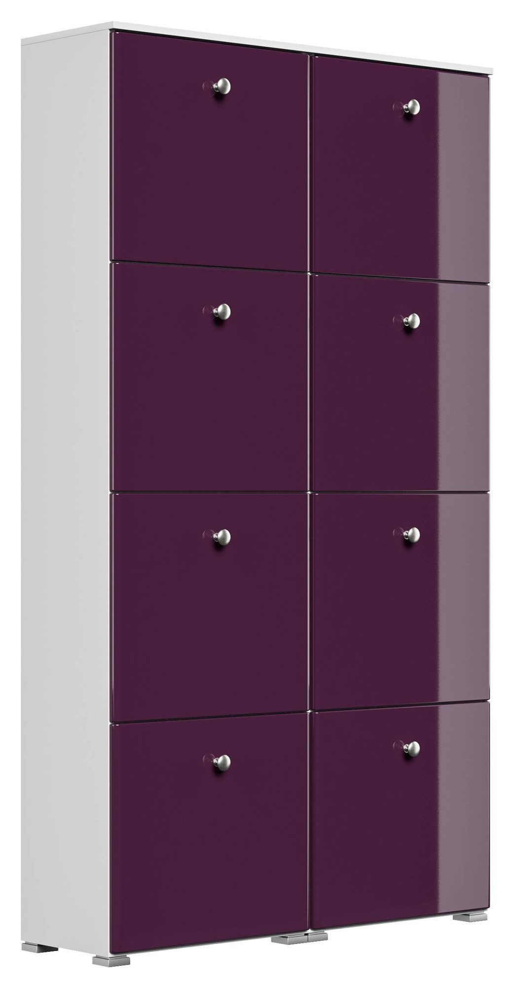 Magnolia Home Garderoben-Set Schuhschrank Comfort 8 Klappen 32 Paar 105x187 cm Weiss-Brombeer
