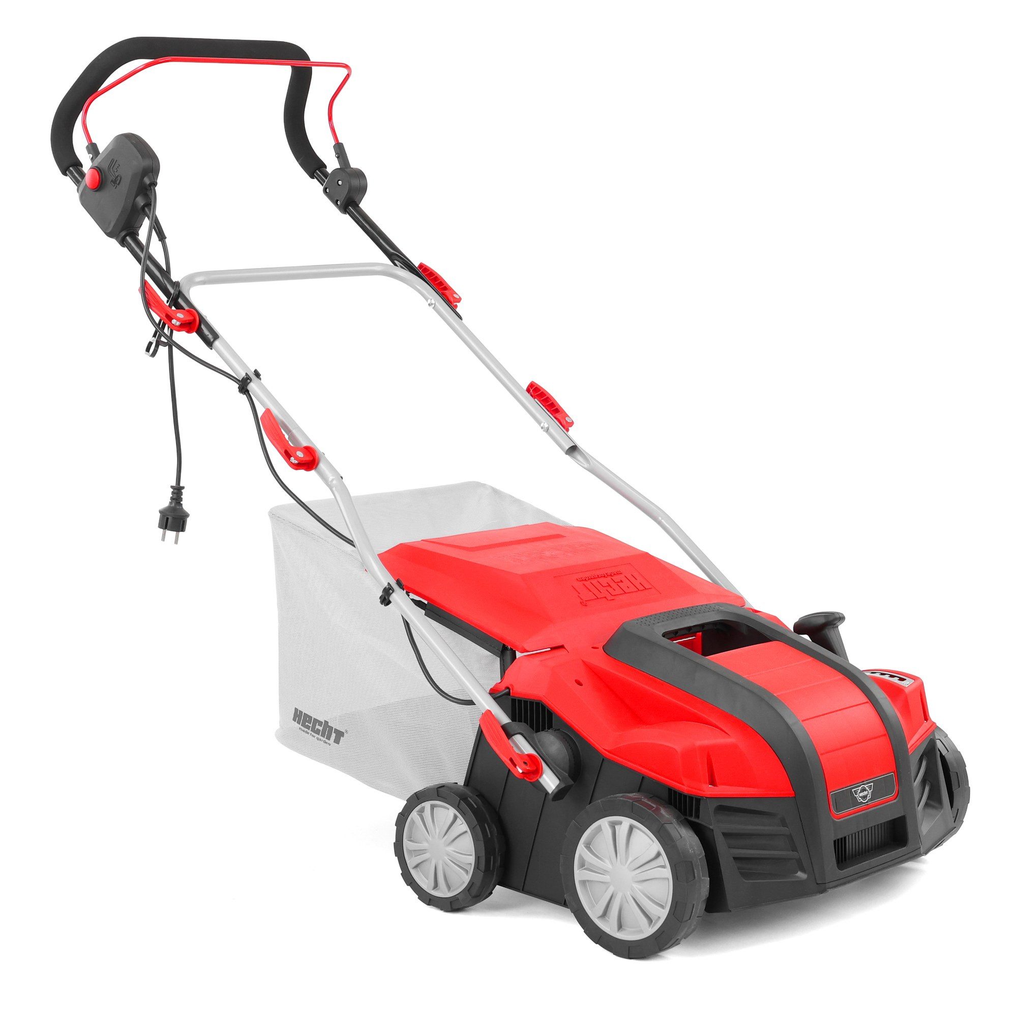 Hecht Vertikutierer 1948 Elektro 2-in-1 Rasenlüfter 2000 W, 38 cm Arbeitsbreite, 2-in-1 Walzen, 55 L Fangkorb, 5-stufige Tiefenverstellung