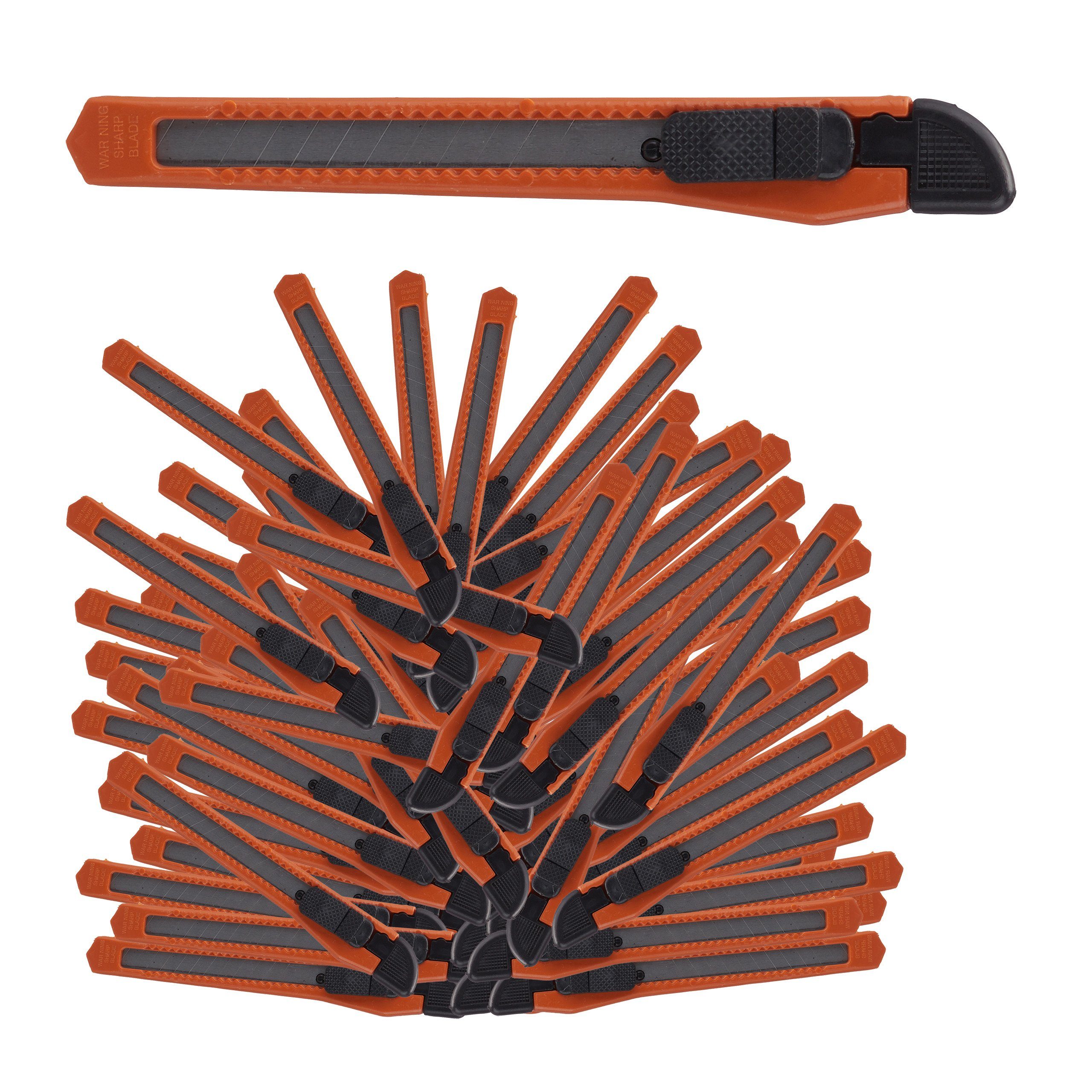 relaxdays Teppichmesser Cuttermesser 100er Set, Orange Orange Silber Schwarz