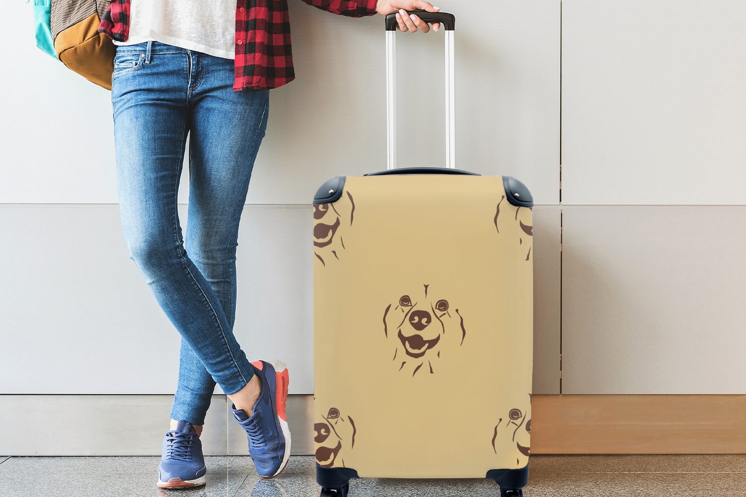 Muster Reisekoffer Handgepäckkoffer - Trolley, Reisetasche rollen, Vintage 4 Hund Ferien, - - Rollen, mit für Handgepäck Jungen, MuchoWow