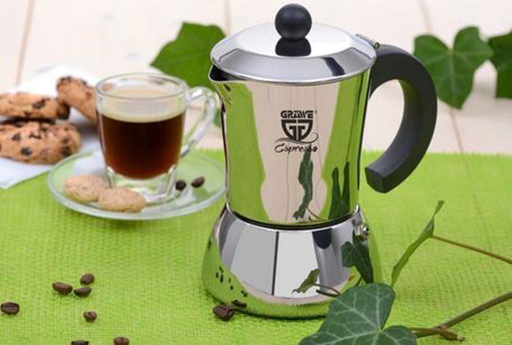 GRÄWE Espressokocher GRÄWE Espressokocher aus Edelstahl, Für alle Herdarten geeignet – Induktion, Gas, Elektro und Glaskeramik