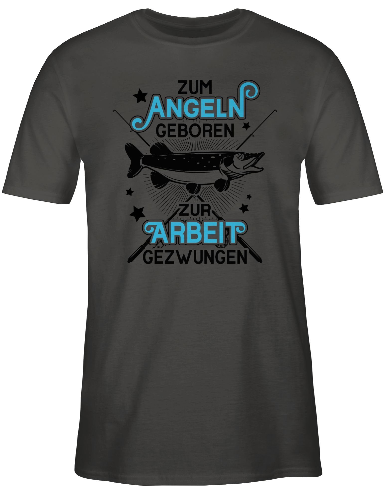 - Angeln Zum 1 schwarz Shirtracer gezwungen Dunkelgrau - Angler Zur geboren Arbeit T-Shirt Geschenke