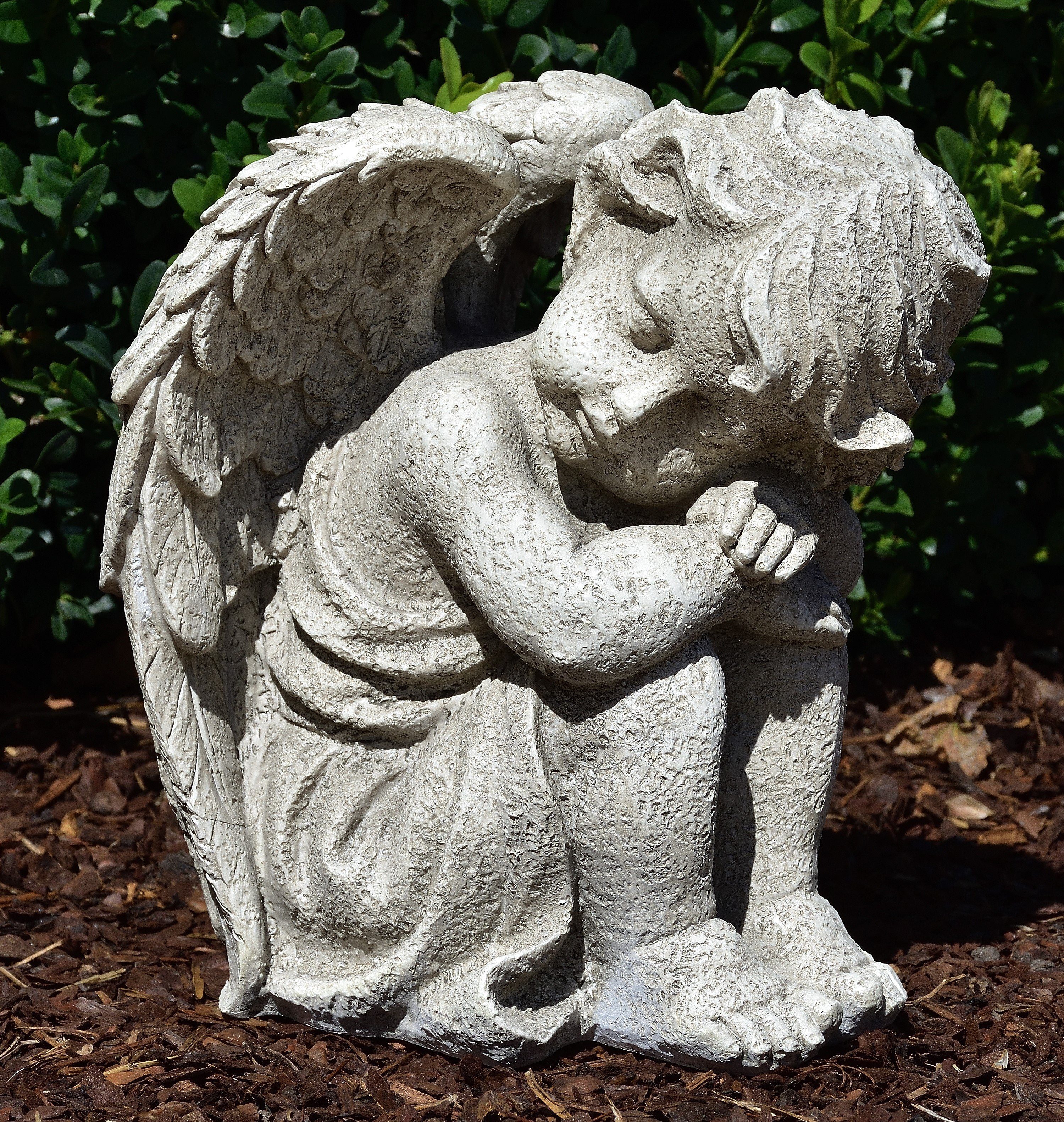 MystiCalls Engelfigur Dekofigur Engel - Engelfigur Gartenfigur Garten Dekoration Grabengel Allerheiligen beige