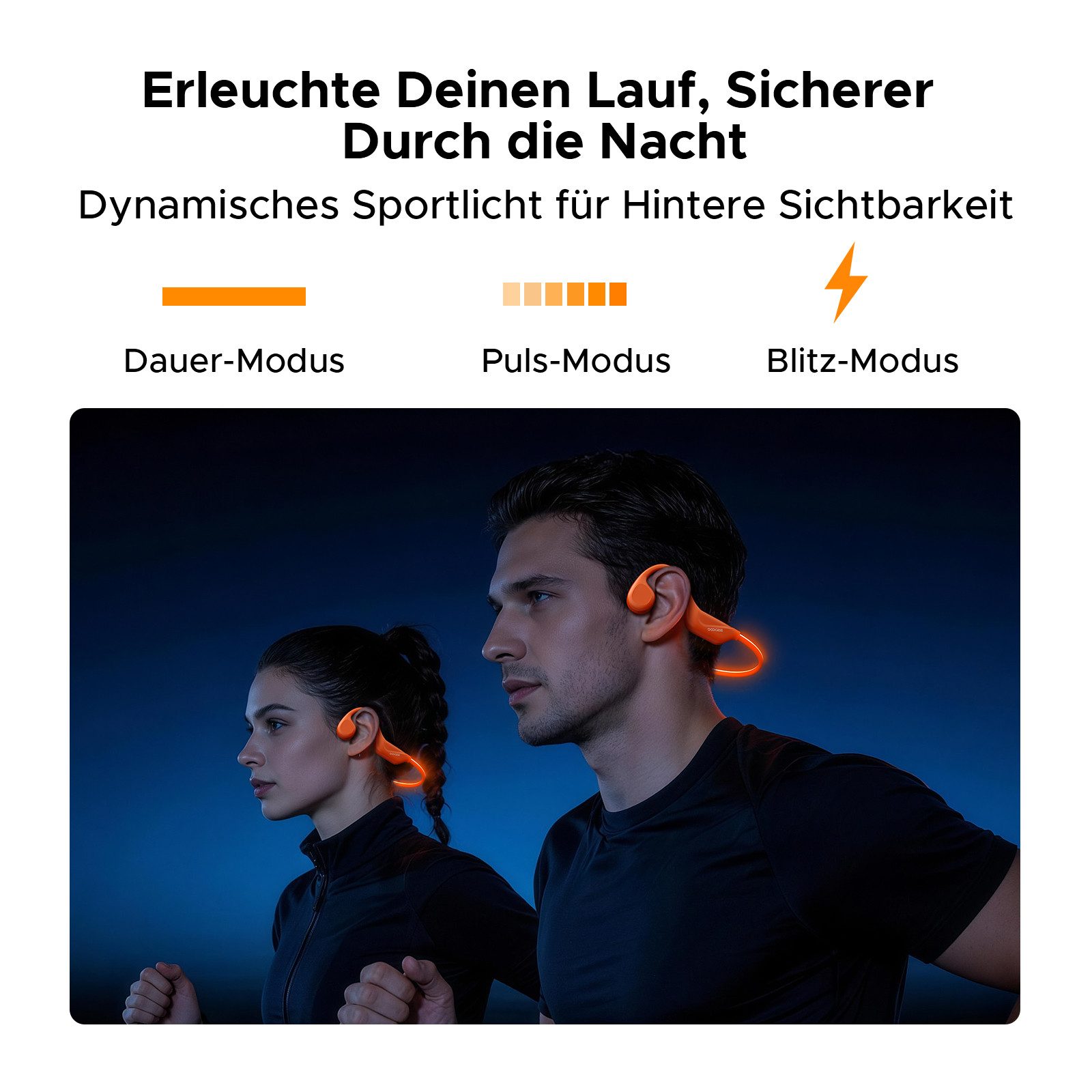 DOOGEE Bone Conduction Kopfhörer, Open-Ear, Bluetooth 6.0, LED Bluetooth-Kopfhörer (IP66 Sportkopfhörer mit 10h Akku, Verstellbarer Bügel fürs Laufen)