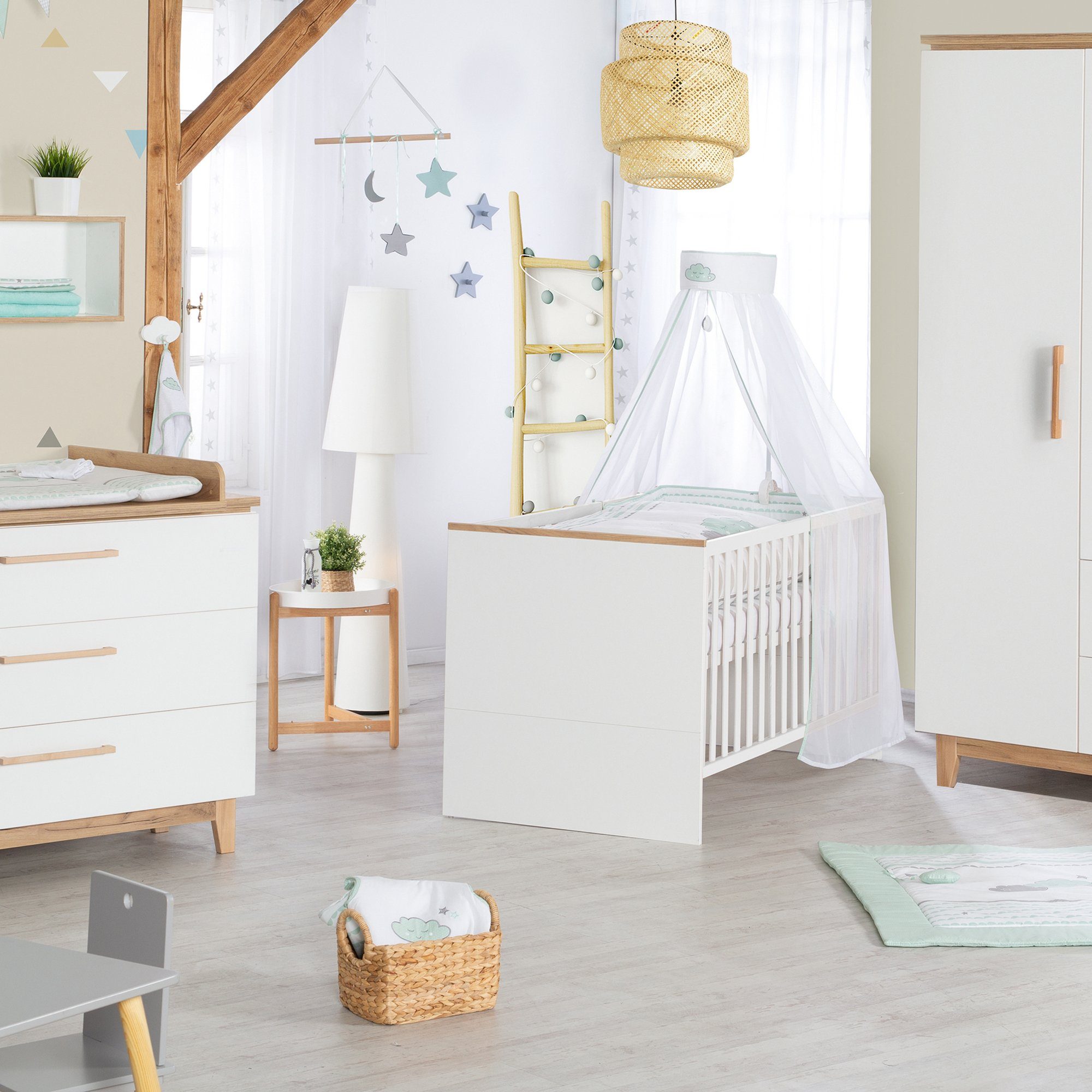 roba® Babybett Finn, Gitterbett höhenverstellbar - Umbaubar - 3 Schlupfsprossen