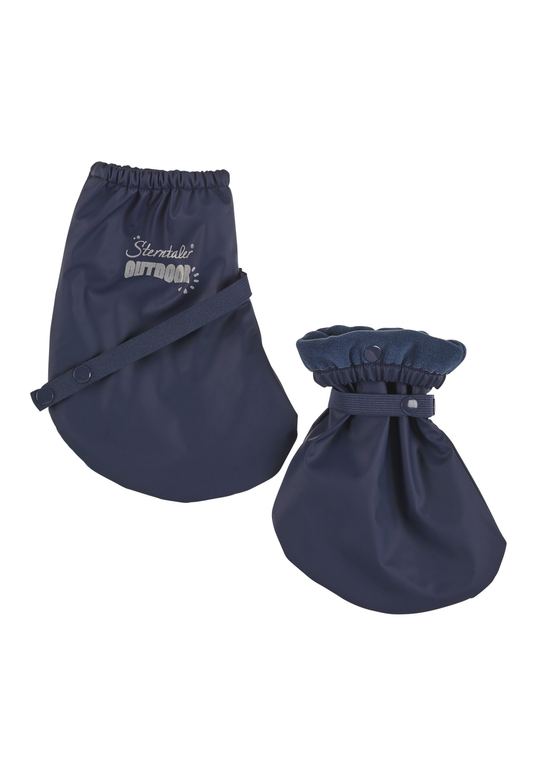 gefüttert, gefüttert wasserdicht, marine mit Gummistiefel (2-tlg., Druckknöpfen Regenüberschuh Gummistiefel) Regenhose Kinder Regenüberschuh Sterntaler® Regenschuhe gefüttert