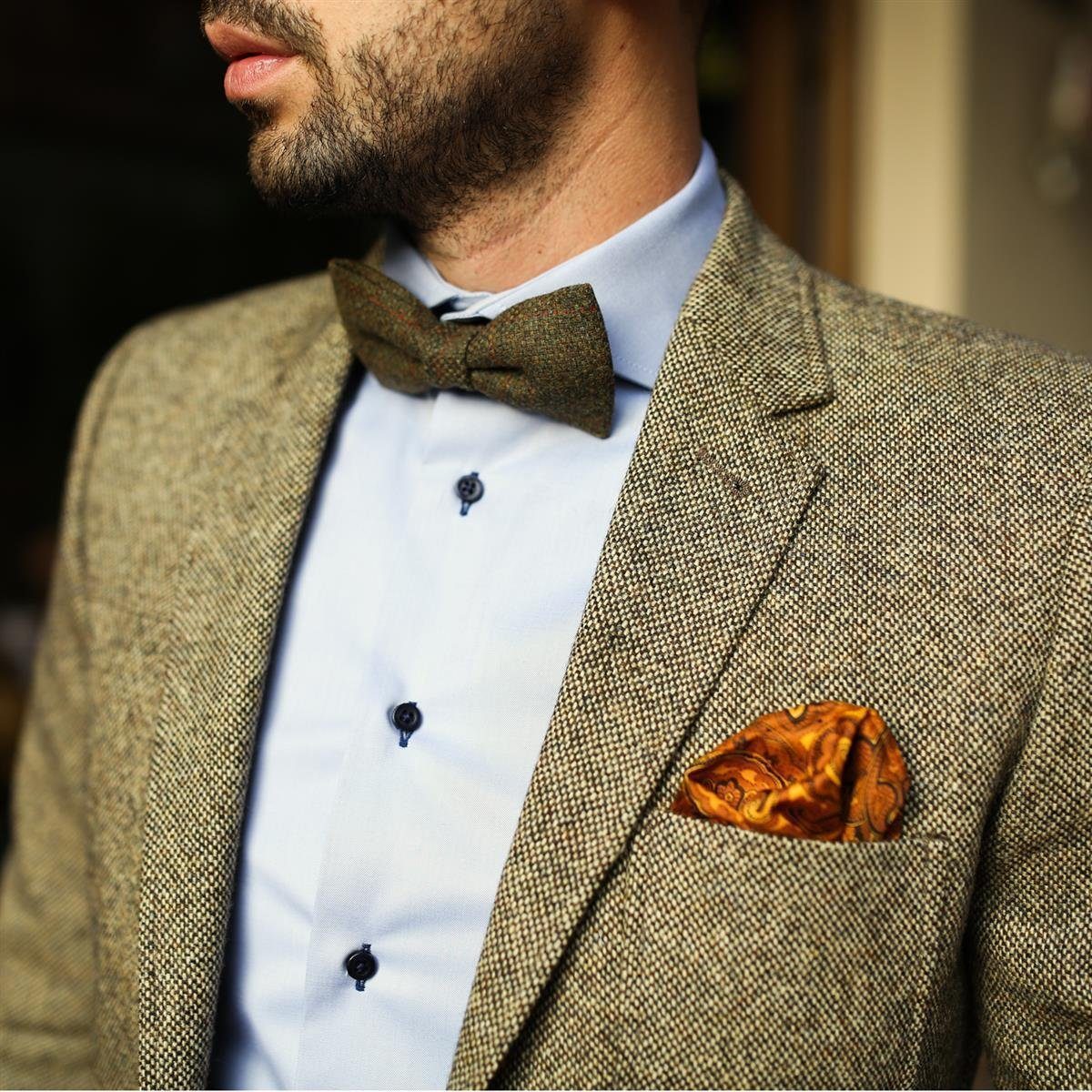 DonDon Fliege 12 x 6 cm kariert aus Baumwolle Retro Style (Packung, 1-St) bereits gebunden, verstellbar, kariert, Tweed-Look