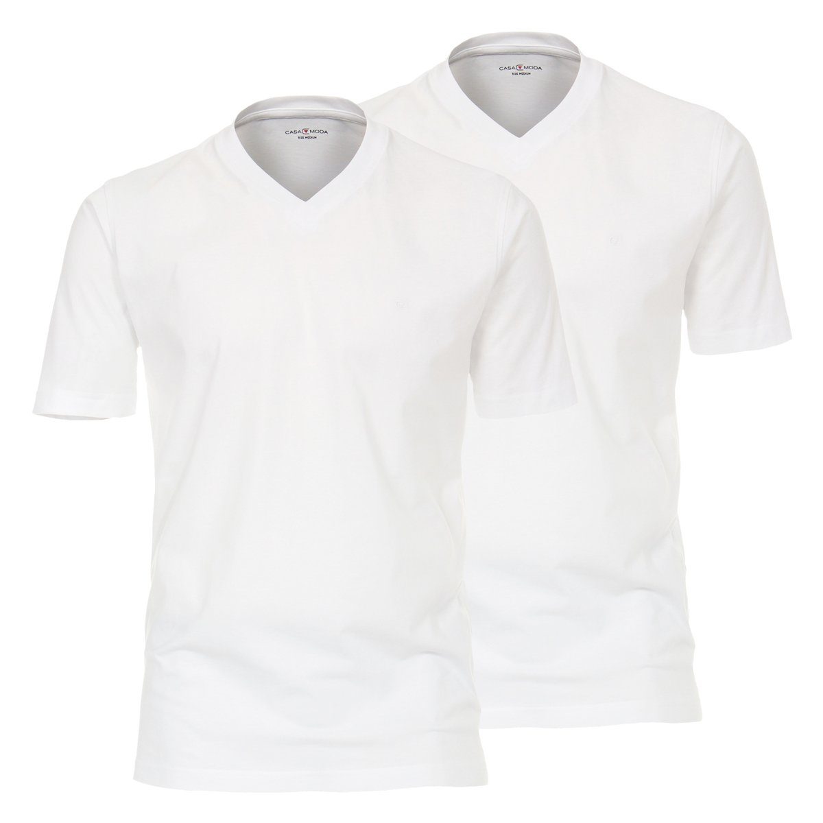 CASAMODA V-Shirt Übergrößen Doppelpack V-Ausschnitt T-Shirts weiß CasaModa