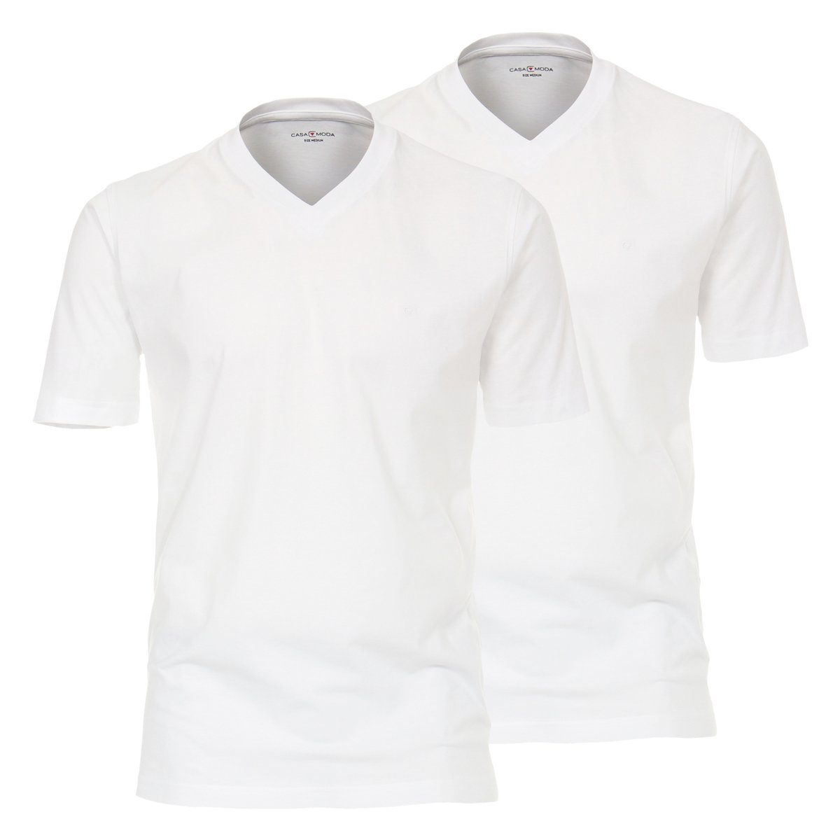 V-Shirt CasaModa Doppelpack V-Neck T-Shirts weiß Übergröße
