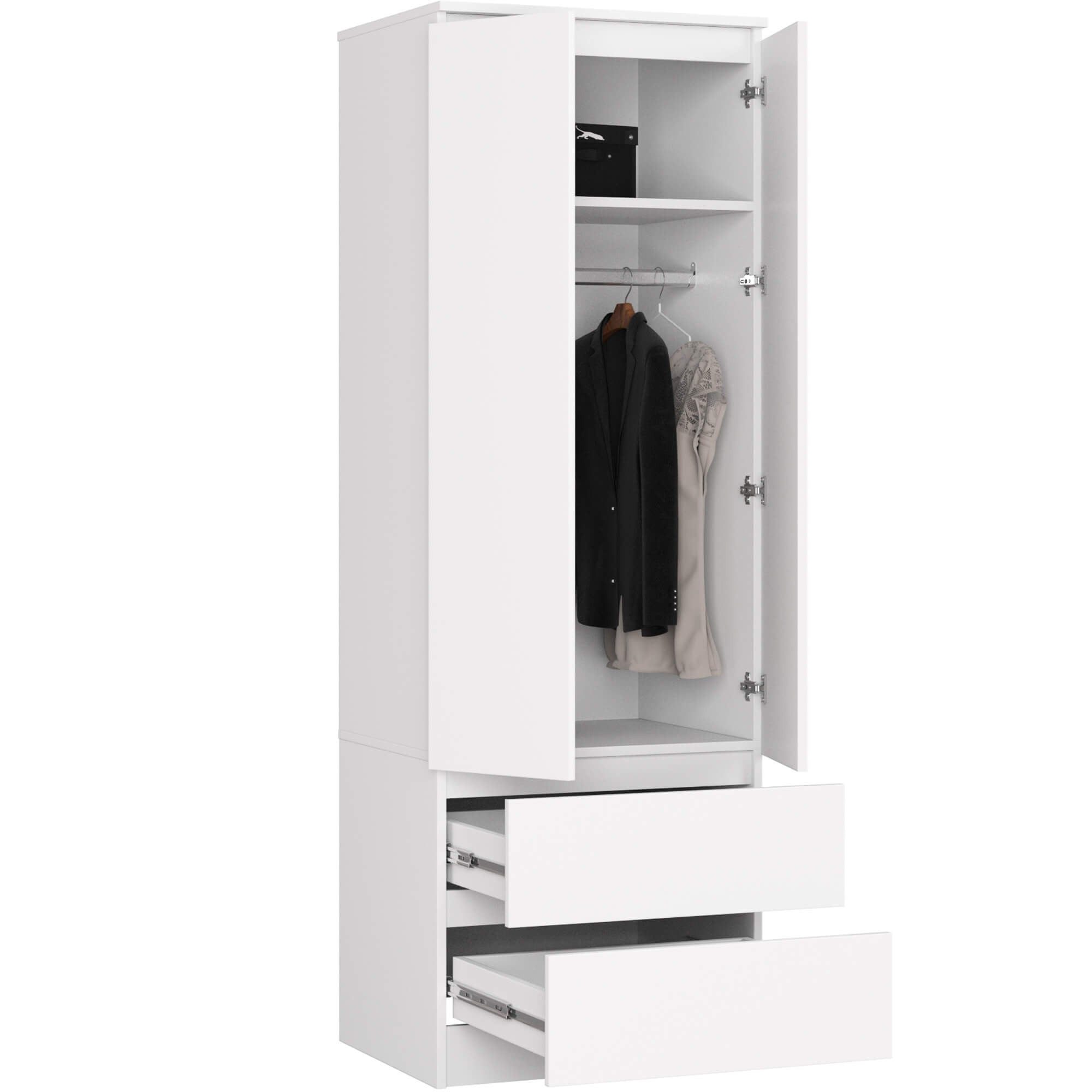 Raumhirsch Furniture Kleiderschrank Moderner Schrank weiß matt - Stilvolle Aufbewahrung - Kleiderschrank (viele Farbvarianten - Maße: 60 x 180 x 51 cm) - Hochwertig & stabil