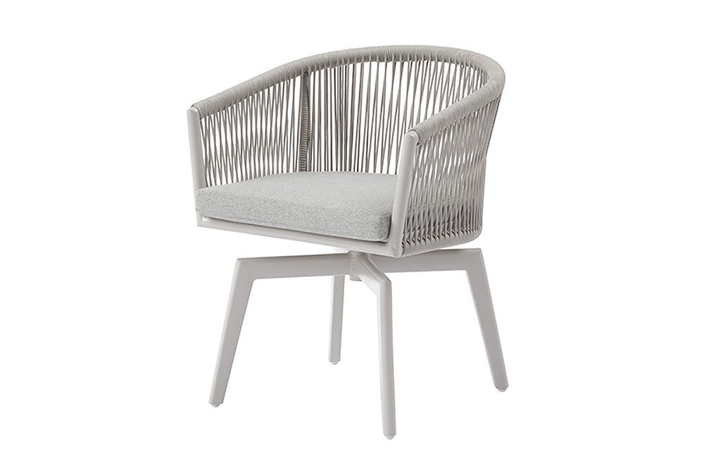 riess-ambiente Gartenstuhl ROPE greige - Aluminium, inkl. Kissen, In- und Outdoor, 360° drehbar (Einzelartikel, 1 St), wetterfester Gartensessel mit Geflecht - ideal für Balkon & Terrasse
