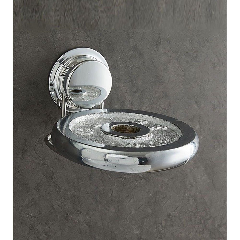 Verchromter Silber Oval Seifenhalter Abfluss, mit Chrom, Saugnapf, Haiaveng Seifenhalter Seifenschale,