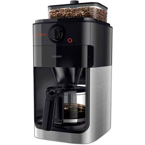 Philips Kaffeemaschine mit Mahlwerk Grind & Brew HD7767/00, 1,2l Kaffeekanne, aromaversiegeltes Bohnenfach, edelstahl/schwarz