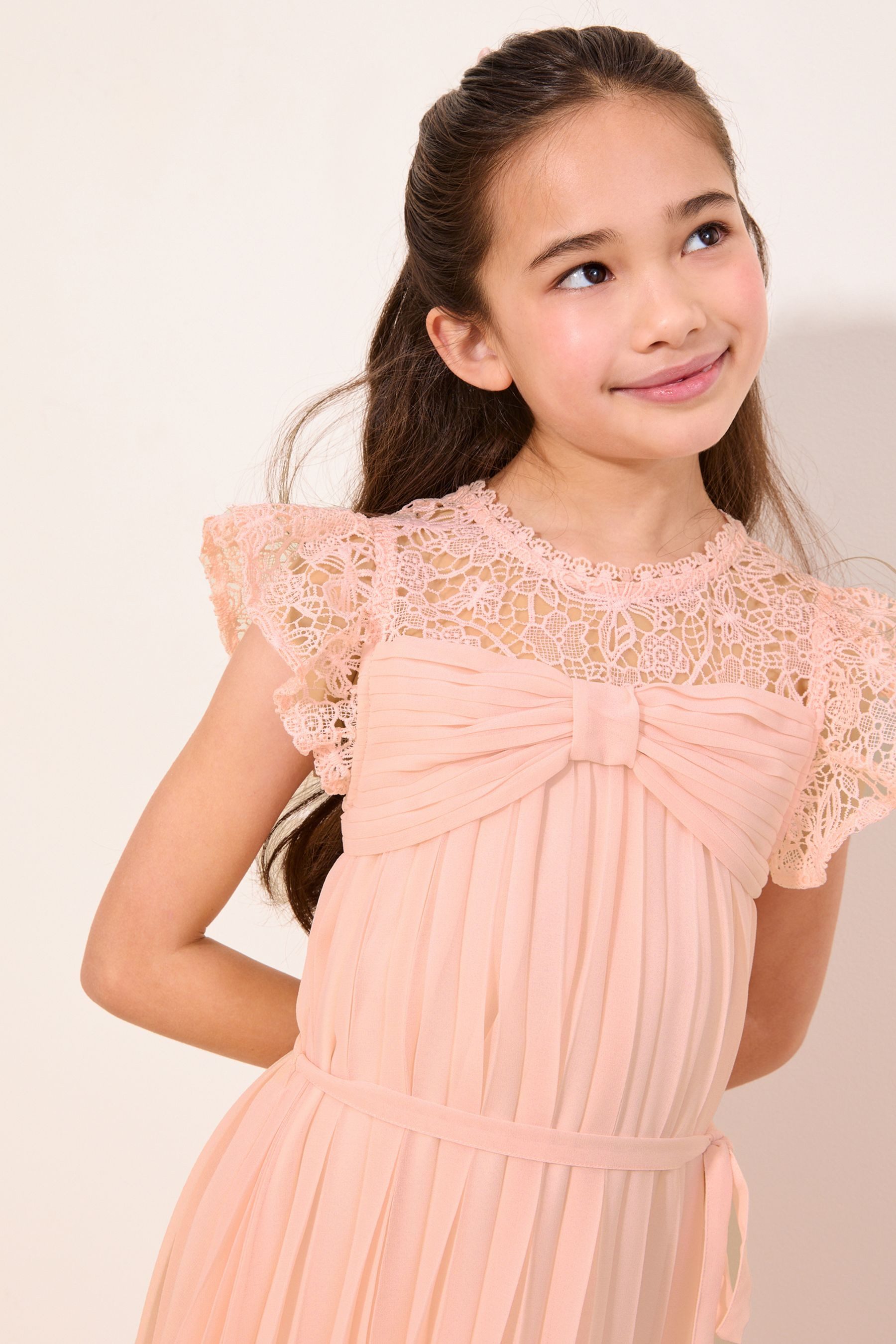 LIPSY Partykleid Lipsy festliches plissiertes Kleid mit Schleife (2-tlg)