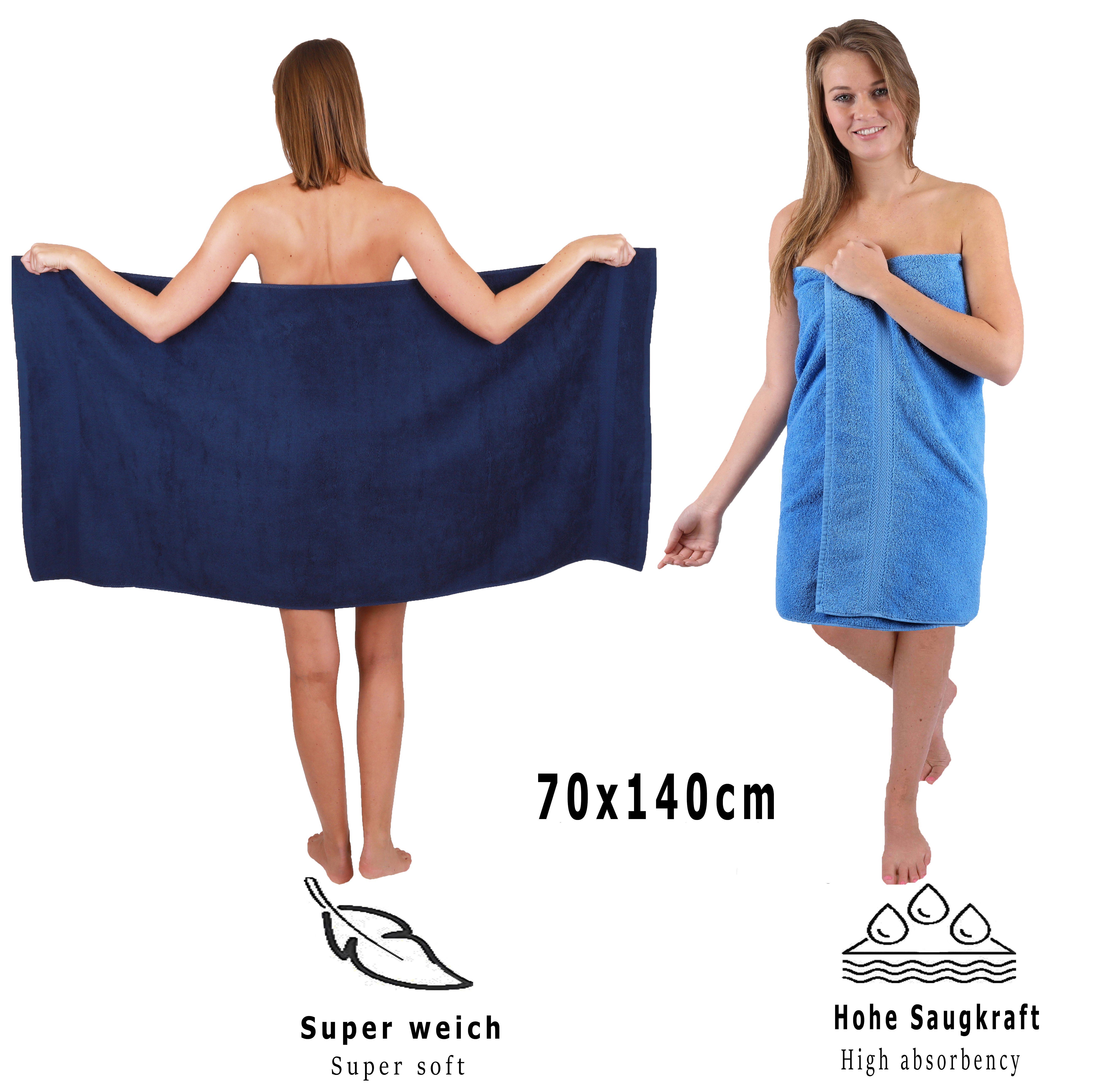 Farbe Dunkelblau Handtuch Betz 10-tlg.. & Premium Handtuch-Set Hellblau, (10-tlg) Set 100% Baumwolle,