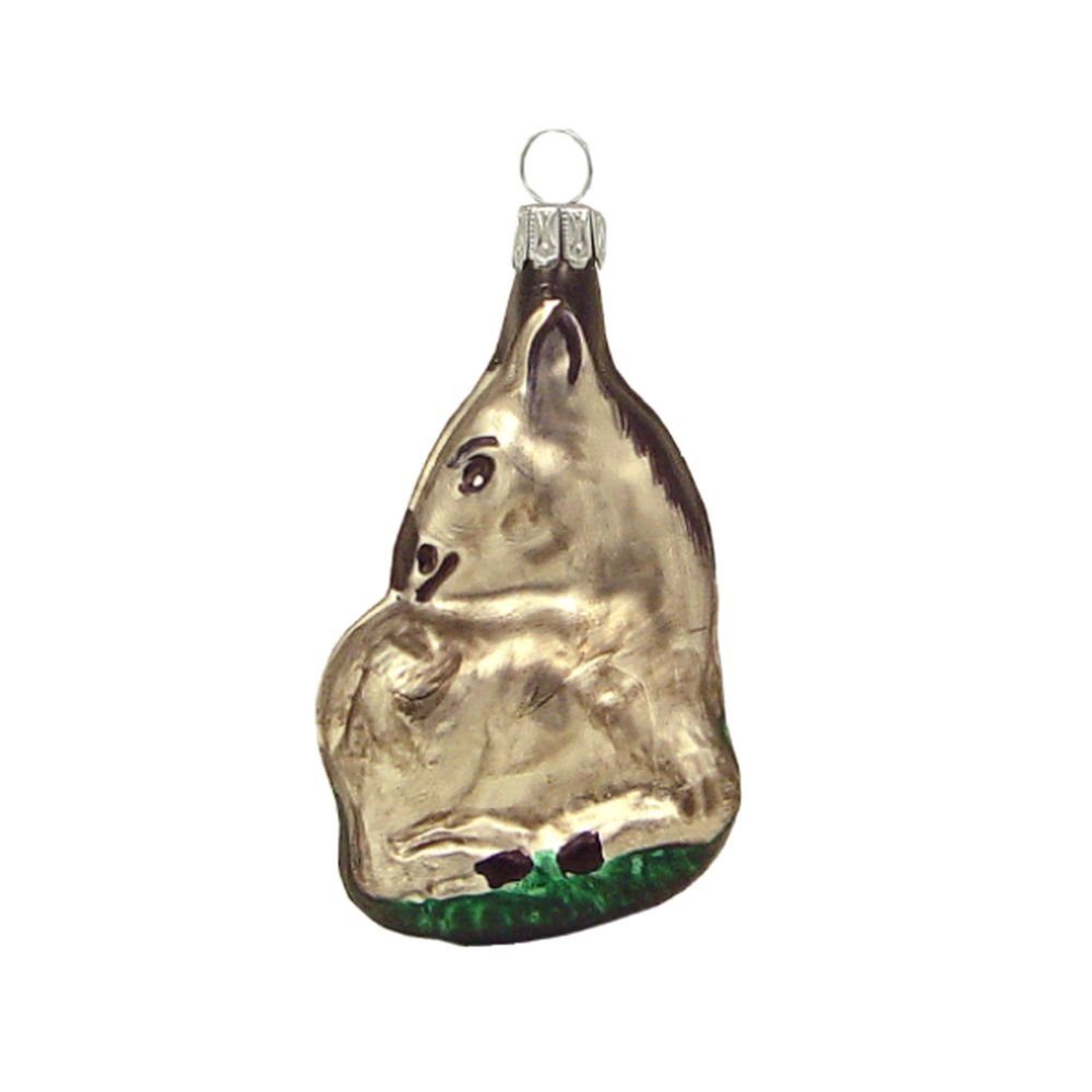 Haberland Glasschmuck Lauscha Christbaumschmuck Esel taubengrau matt 8 cm Lauschaer Glas
