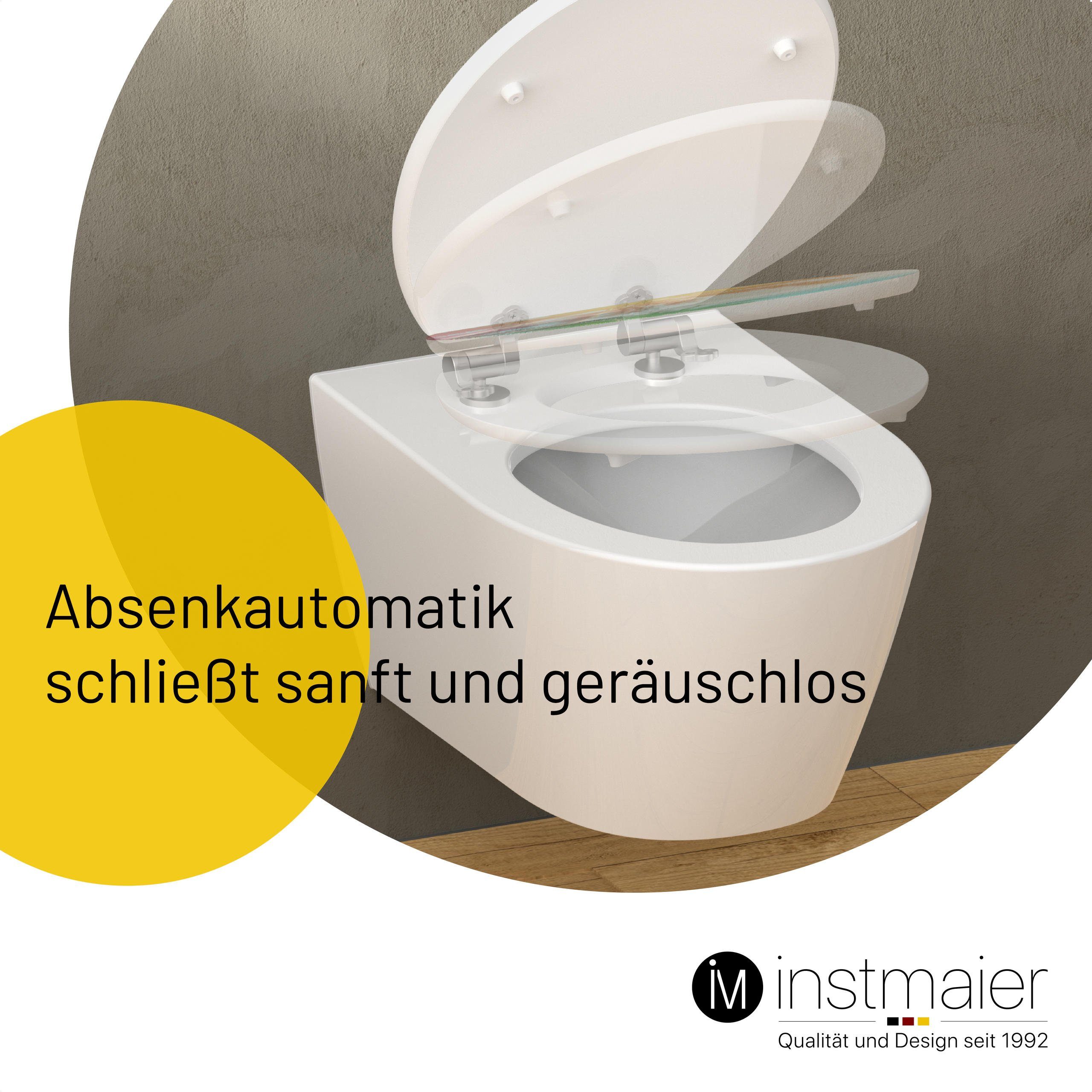 instmaier WC-Sitz Gaia Holz Toilettendeckel, Motiv Palme, mit doppelter Absenkautomatik