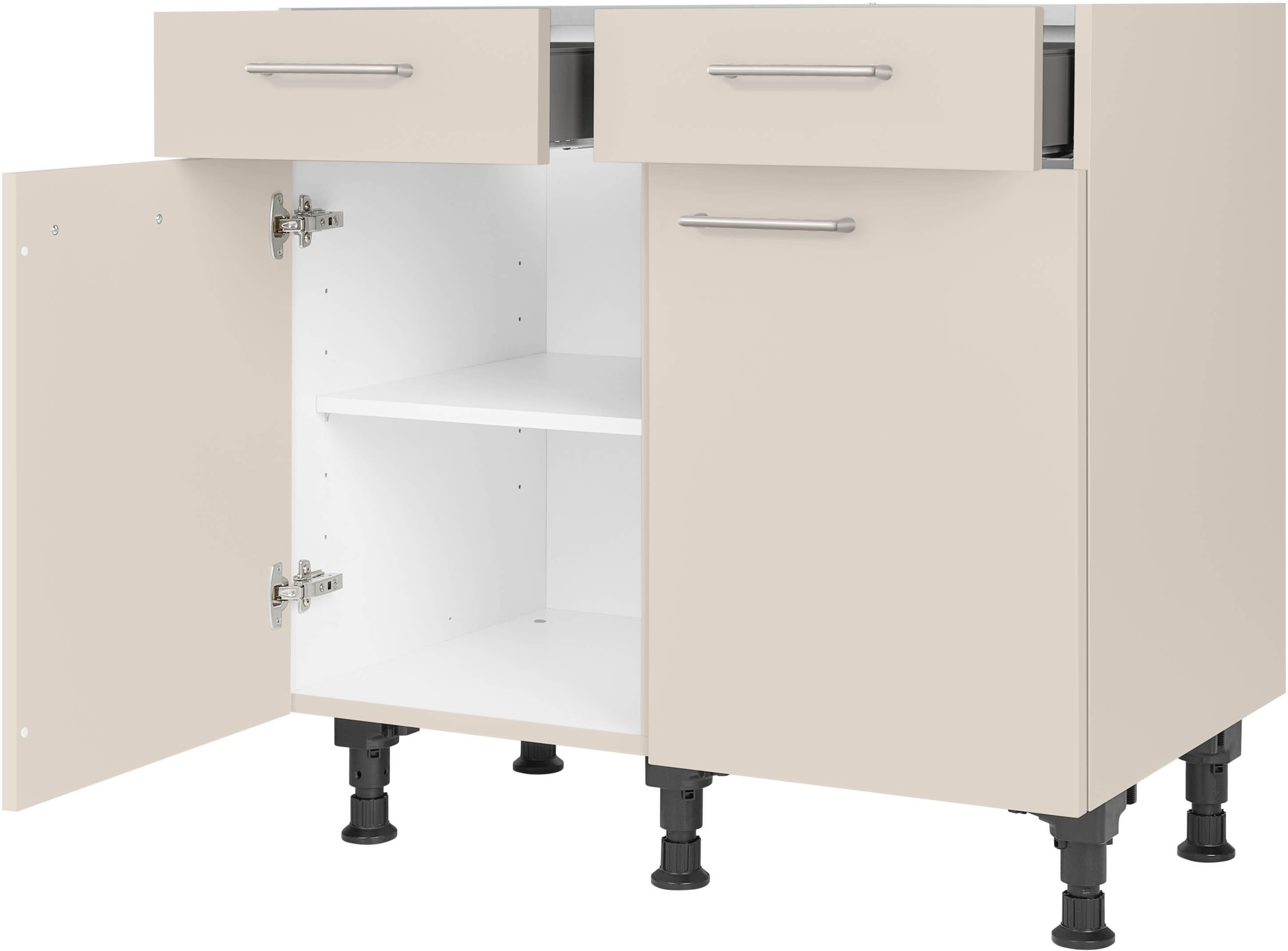 nobilia® Unterschrank "Laser", vormontiert, Breite 90 cm, Soft-Close-Funktion bei den Schubkästen, inkl. höhenverstellbare Sockelfüße