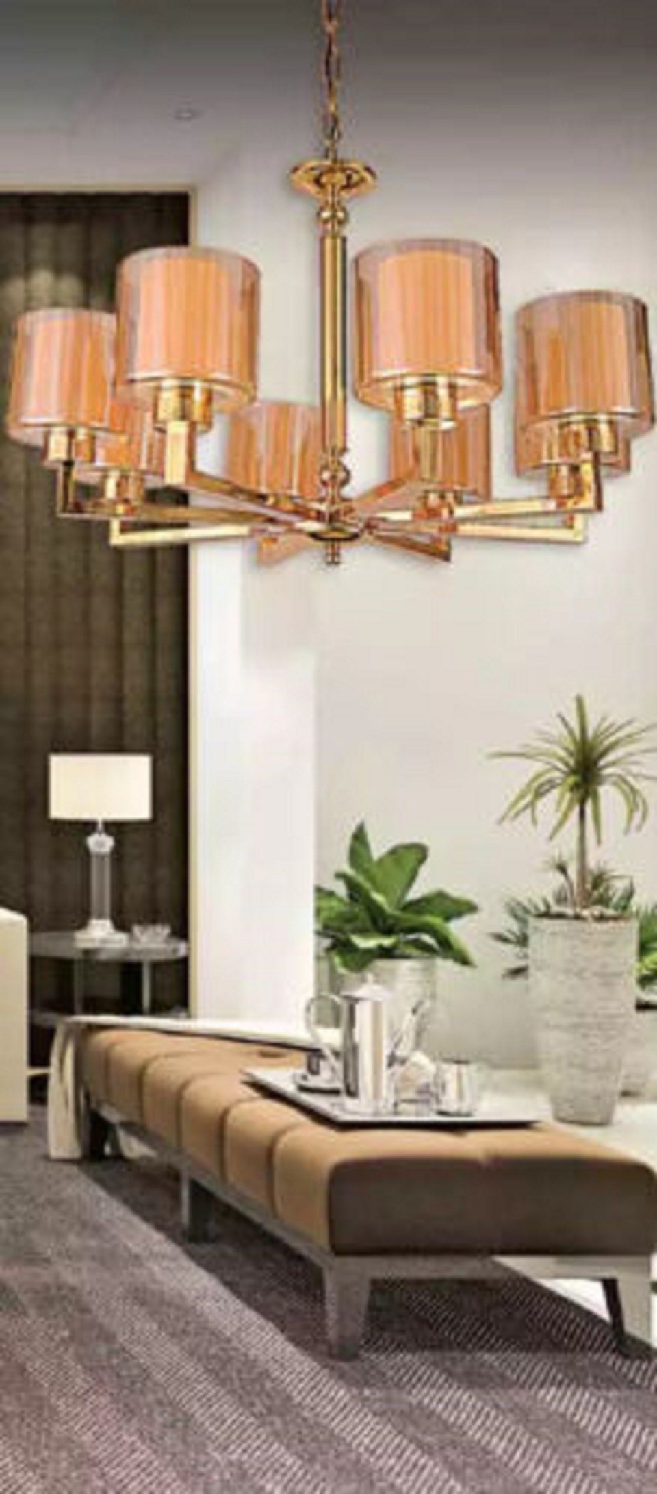 JVmoebel Kronleuchter Luxus Kronleuchter Stil Moderne Deckenleuchte schön Lampe Gold neu, Leuchtmittel wechselbar, Made in Europe