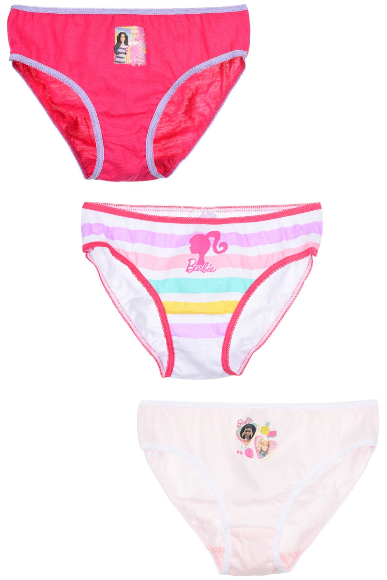 Barbie Slip mit Glitzer (3-St) Mädchen Unterhosen Gr.104 -140 cm