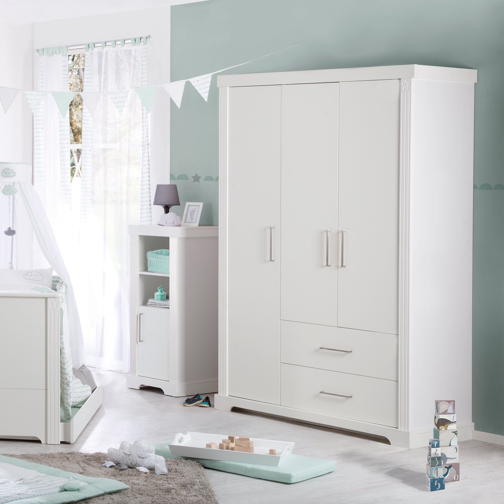 roba® Kinderkleiderschrank Maxi 3-türiger Drehtürenschrank, Schubladen günstig online kaufen