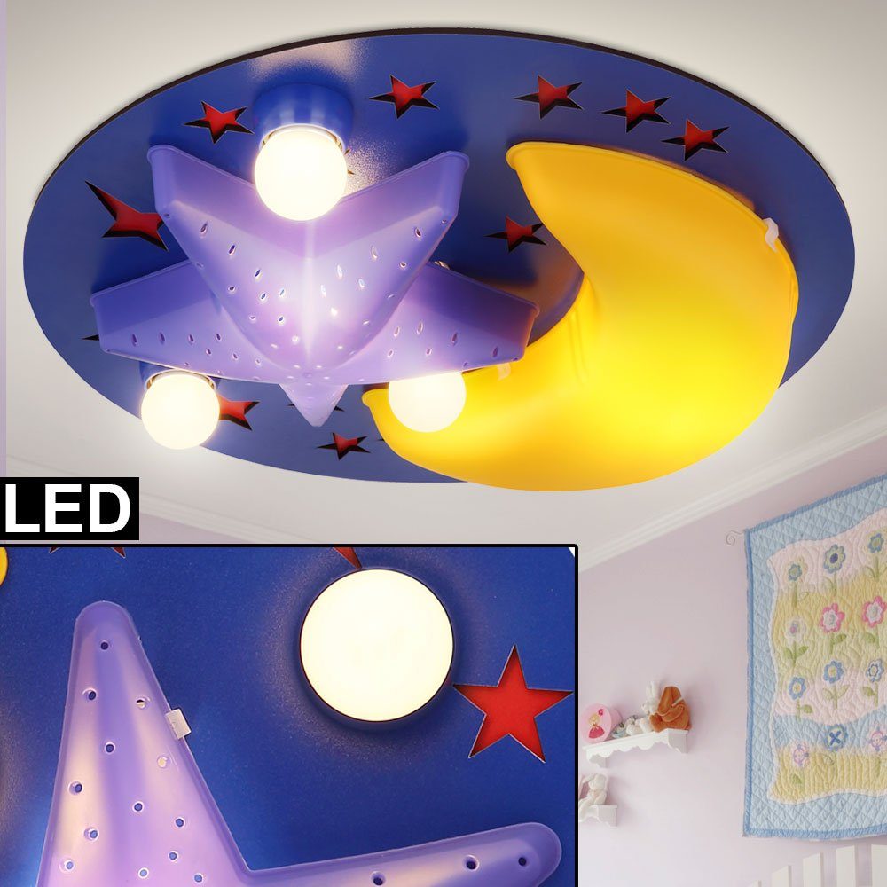 etc-shop Dekolicht, Leuchtmittel inklusive, Warmweiß, Decken Leuchte Kinder Spiel Zimmer Mond Sterne Jungen Mädchen- | Sternenhimmel
