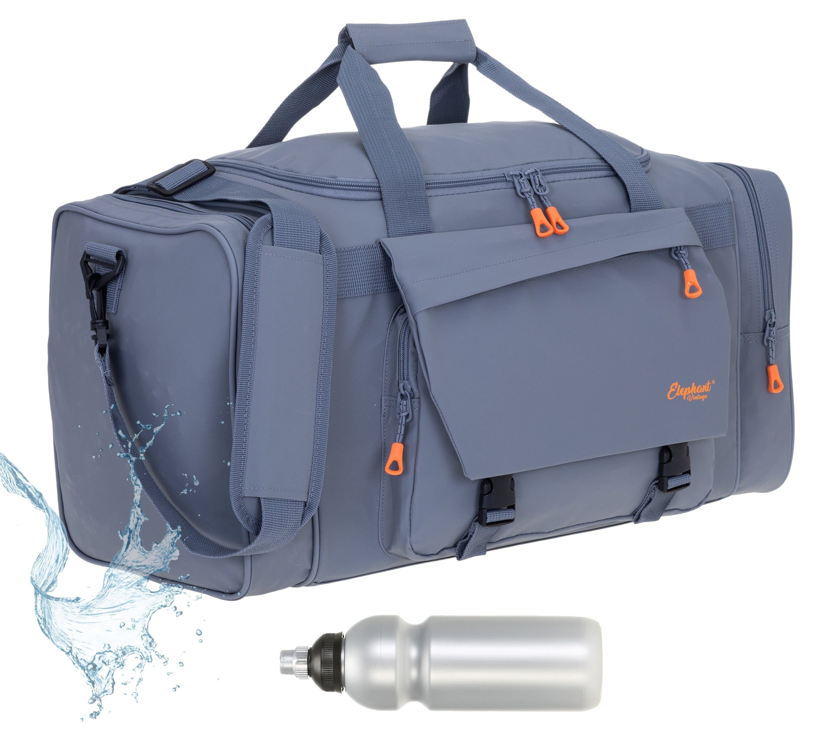 ELEPHANT Sporttasche Reisetasche Saunatasche Damen Herren aus Plane Tour 55 cm, 40 L Large wasserabweisend Sauna Reise Sport Tasche + Flasche