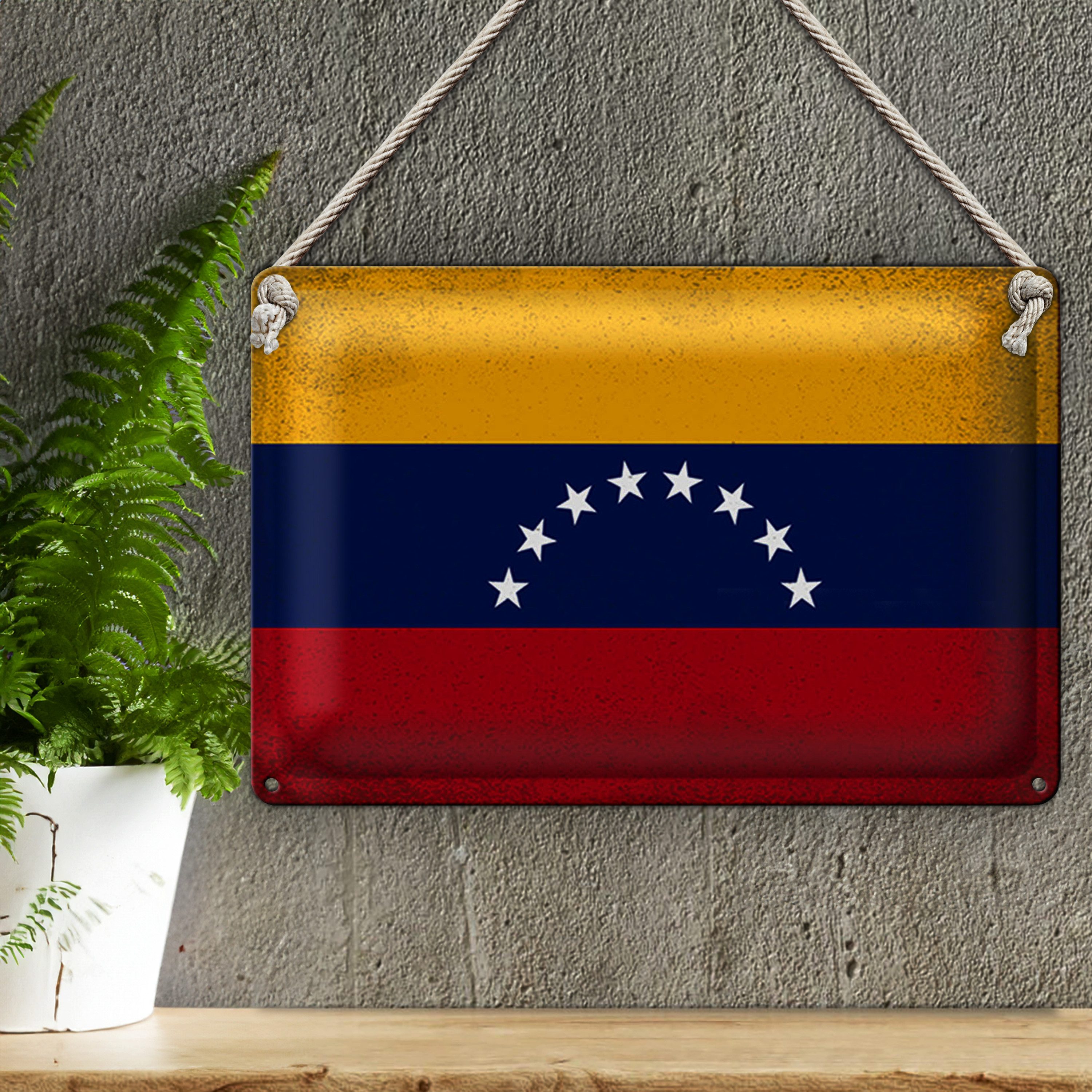 Roomando Metallschild Blechschild Flagge Venezuela 30x20cm Flag Venezuela Vintage
