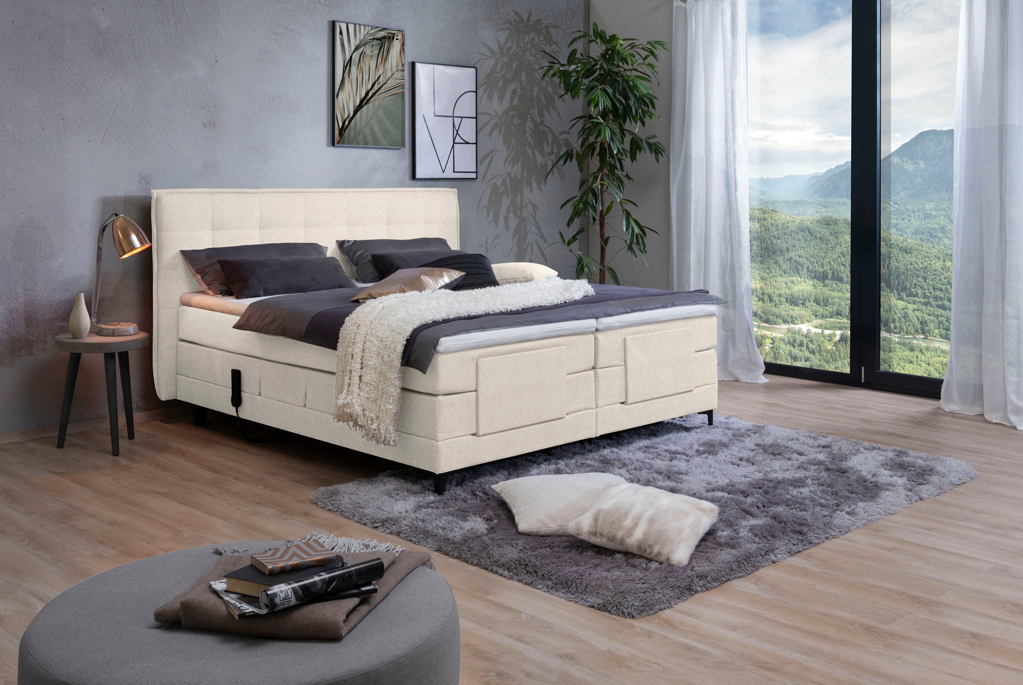 alina Boxspringbett Edward, 180x200cm, mit motorischer Verstellung, inklusive Matratze und Topper