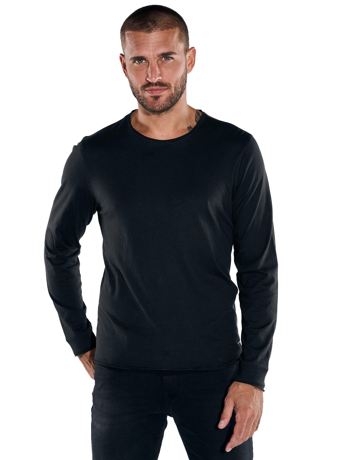 emilio adani Langarmshirt Herren Langarmshirt "My Favorite", Schwarz