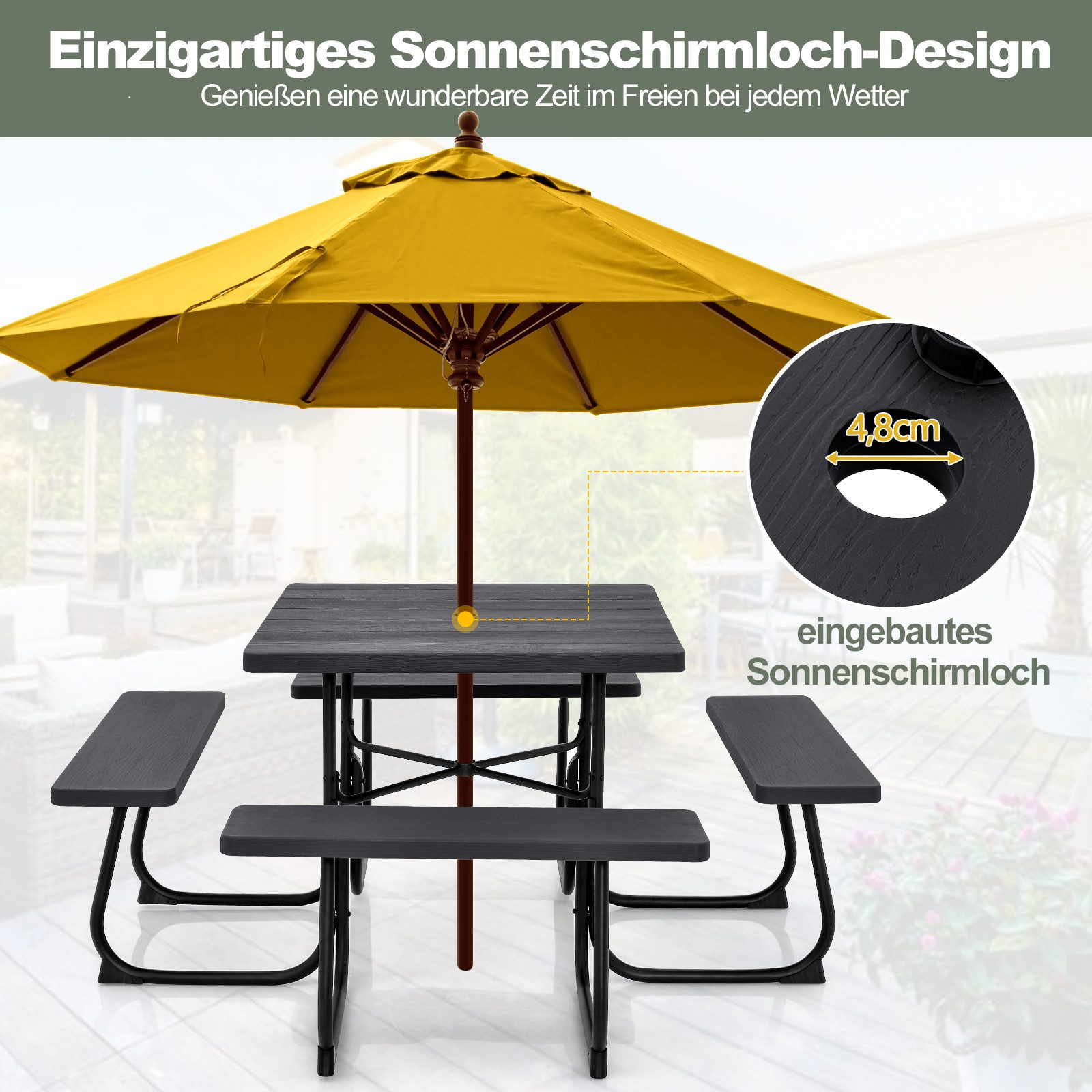 KOMFOTTEU Gartentisch, Picknicktisch Set, für 8 günstig online kaufen