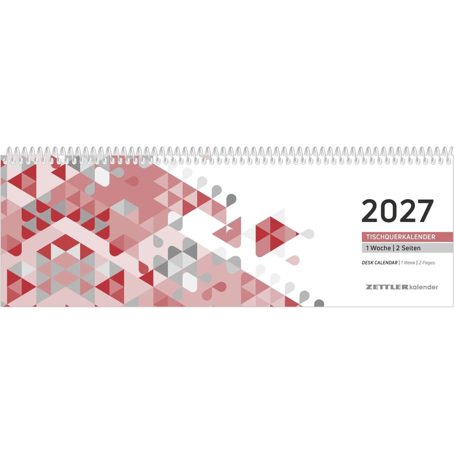 Querkalender Tischquerkalender 1W/2S rot 2027