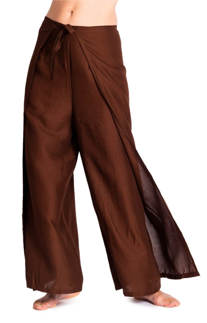 PANASIAM Palazzohose Hosenrock Damen aus leichter Viskose - elegante weite Palazzo Hose Wickelhose einfarbig - gerader Schnitt - luftige Sommerhose Boho Stil