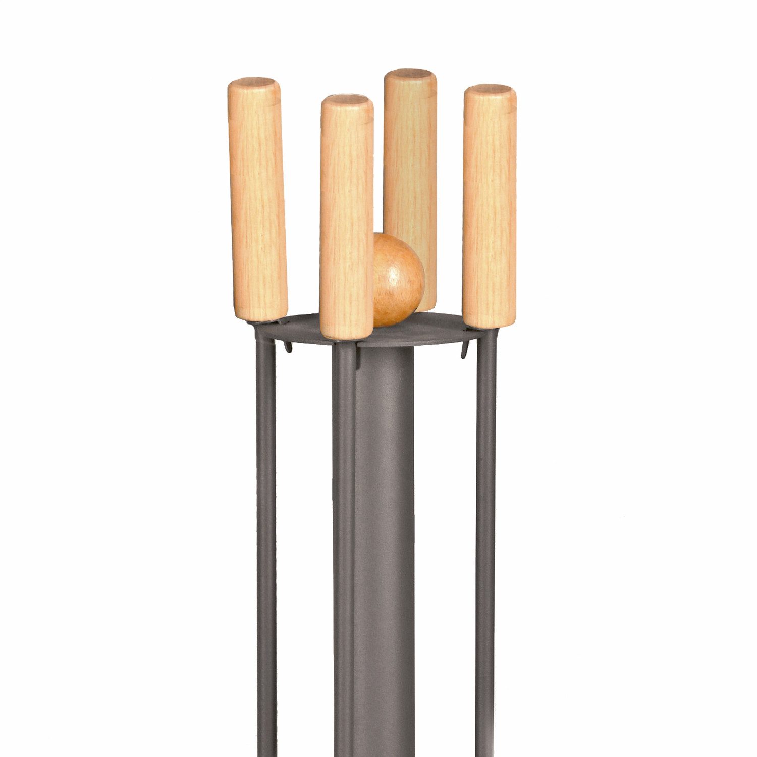 Raik Kamingarnitur Raik Kaminbesteck, 4-teilig, anthrazit beschichtet, Holzgriffe, 64cm