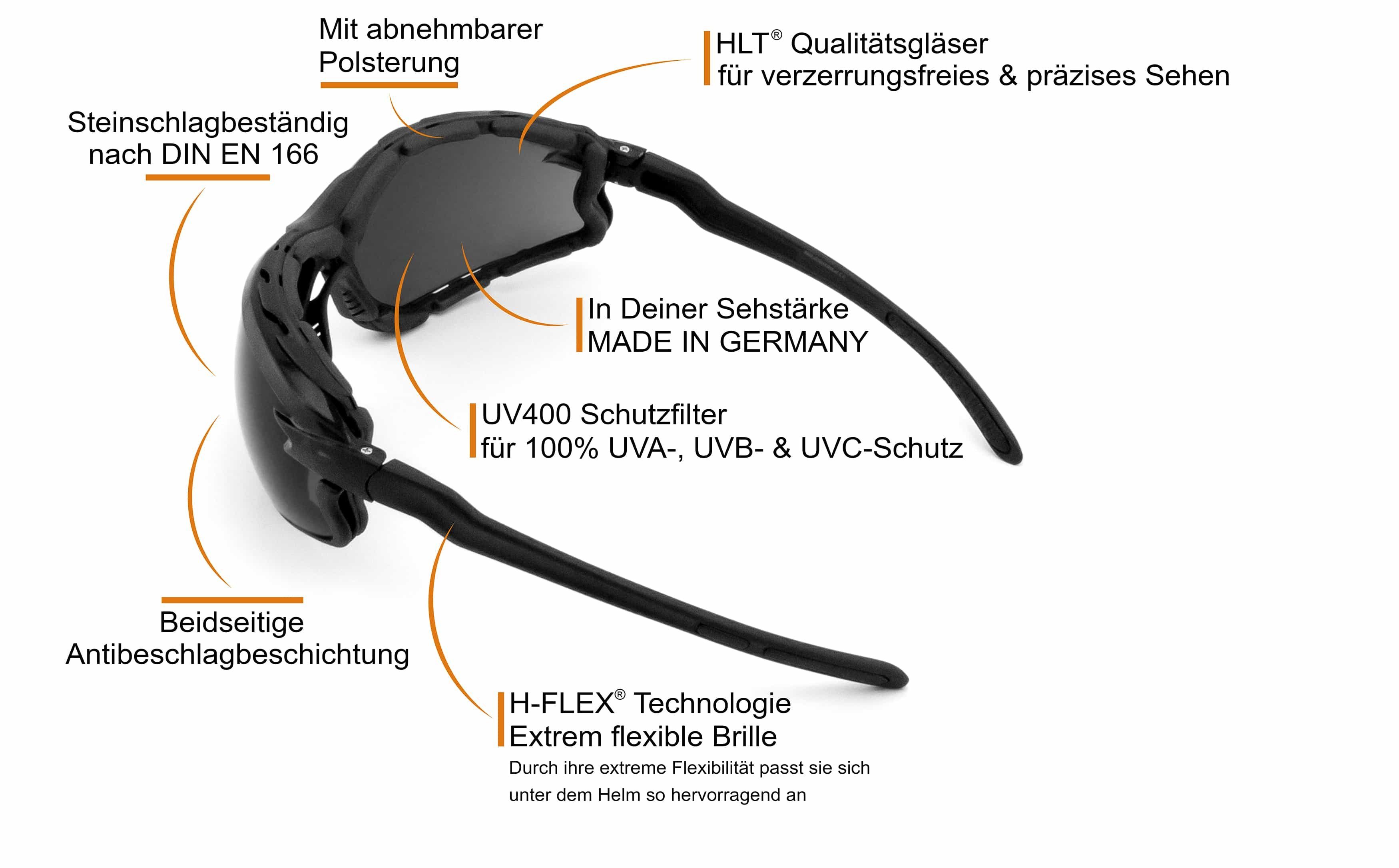 No.1 Qualitätsgläser XENOLIT® darkrider, Bikereyes Helly Kontrastverstärkende Motorradbrille -