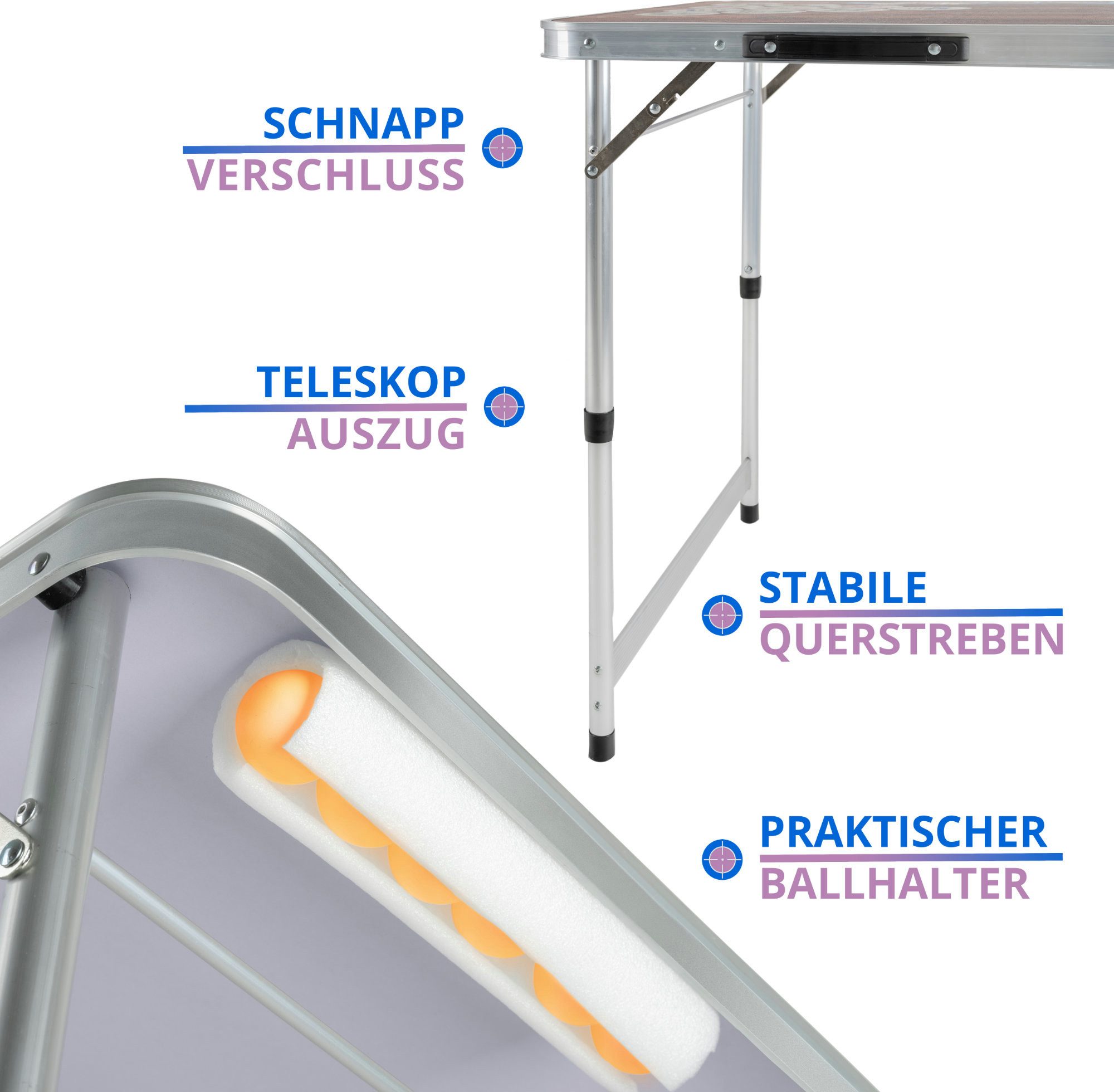 Stagecaptain Spieltisch Stagecaptain Beer Pong Tisch "Club", (Inkl. 100 Becher und 6 Bälle, 3-tlg), Schnell aufgebaut und kompakt beim Transport – Bild 5 von 5