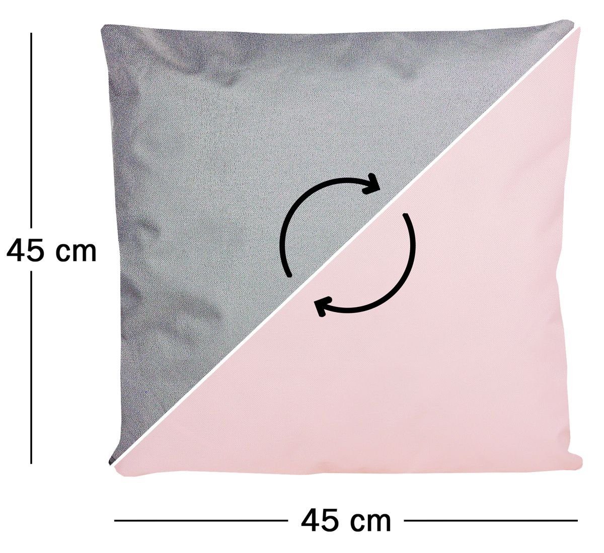 Wasserfest, JACK und Set Kissenhülle robust Rosa 45x45cm - Außen Grau & (2 für Kissenbezüge 2-farbig Wasserabweisend, Stück), Innen 2er strapazierfähig, Wende JACK Outdoor