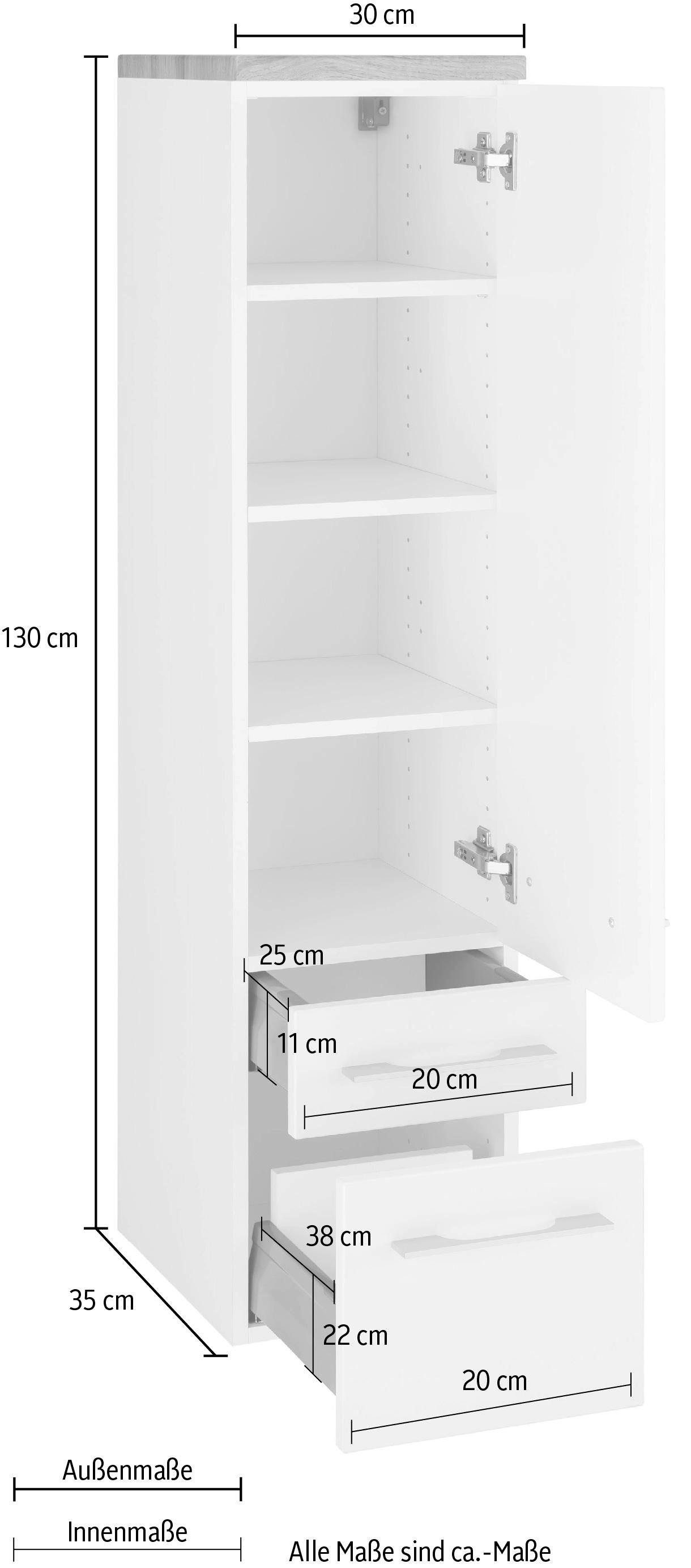 welltime Midischrank Davos mit 2 Schubladen
