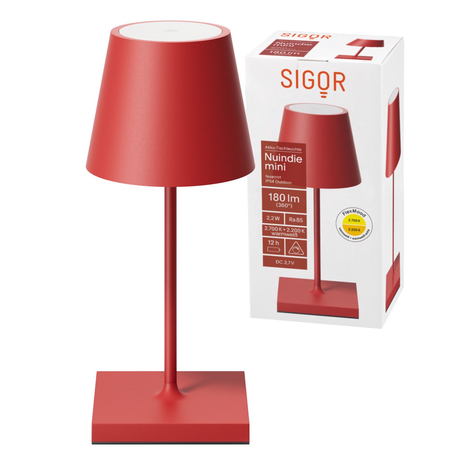 SIGOR LED Tischleuchte Akku-Tischleuchte, Dimmbar, LED fest integriert, Warmweiß