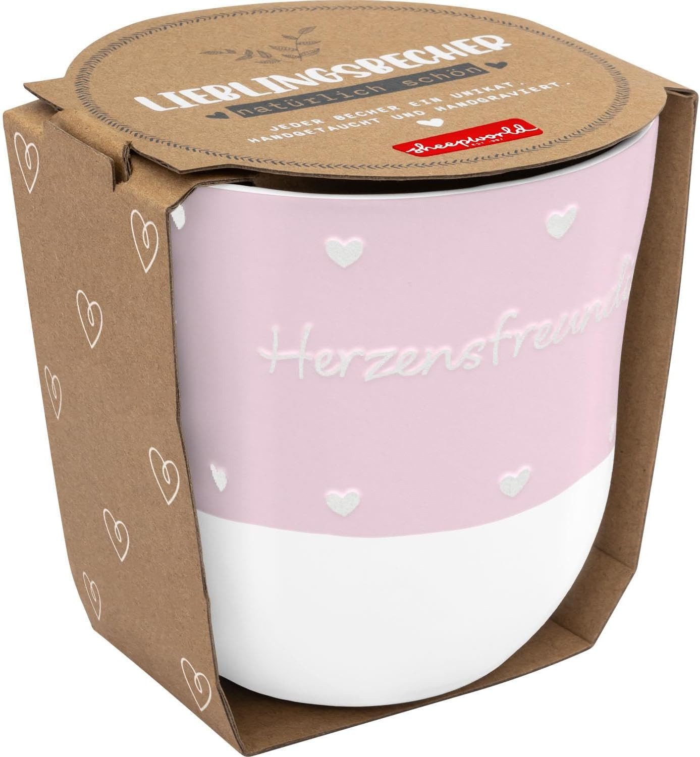 Sheepworld Tasse Becher Tasse Tee Kaffeetasse 40cl Geschenk Sheepworld HERZENSFREUNDIN, Porzellan