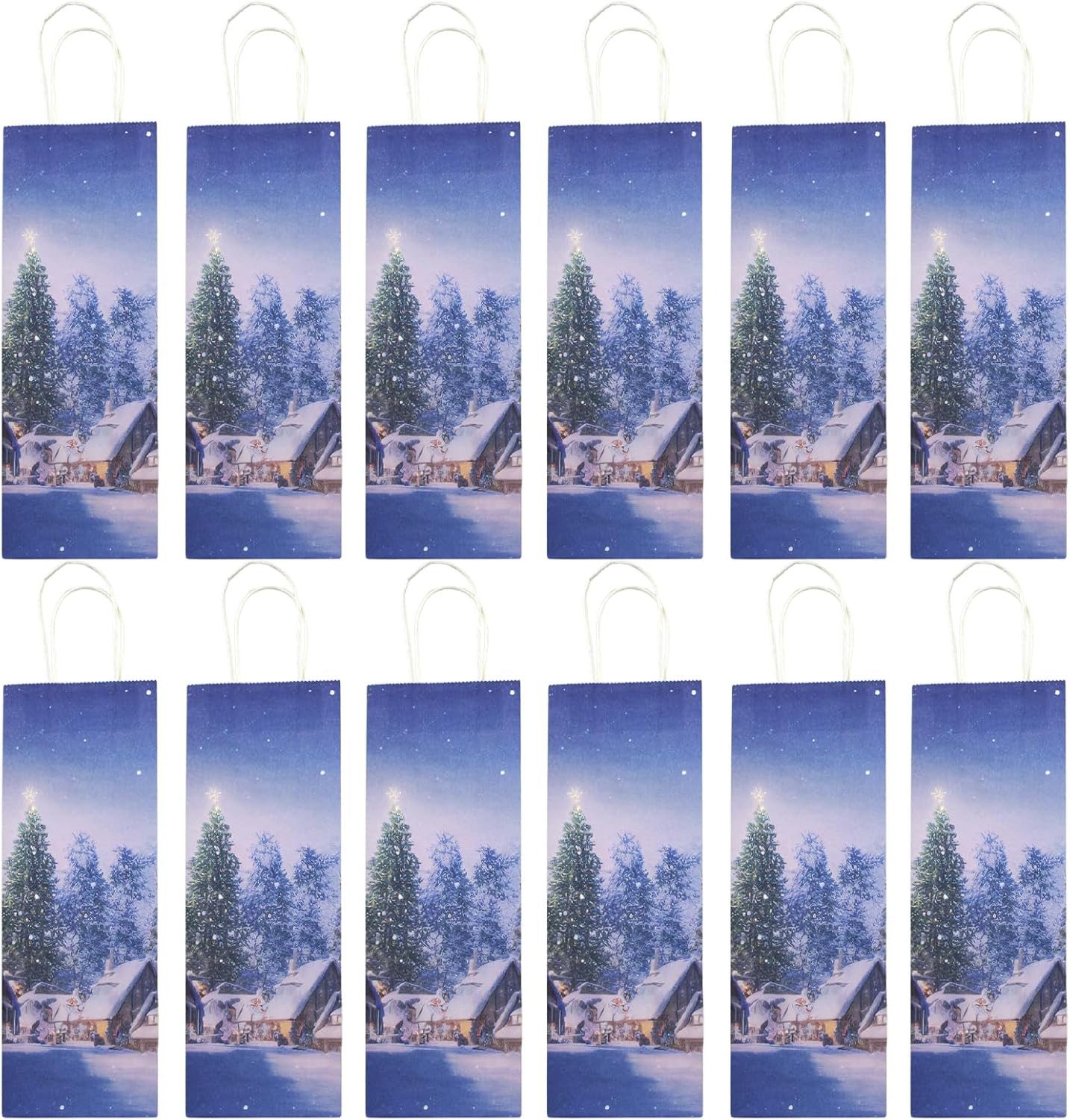 hausleben Geschenkpapier 12 Flaschentüten aus Kraftpapier, 12,5x9x35 cm