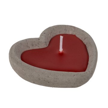 ReWu Formkerze Rote Kerze im Zementtopf, Herzform, 2er SET, ca. 6 x 6 cm