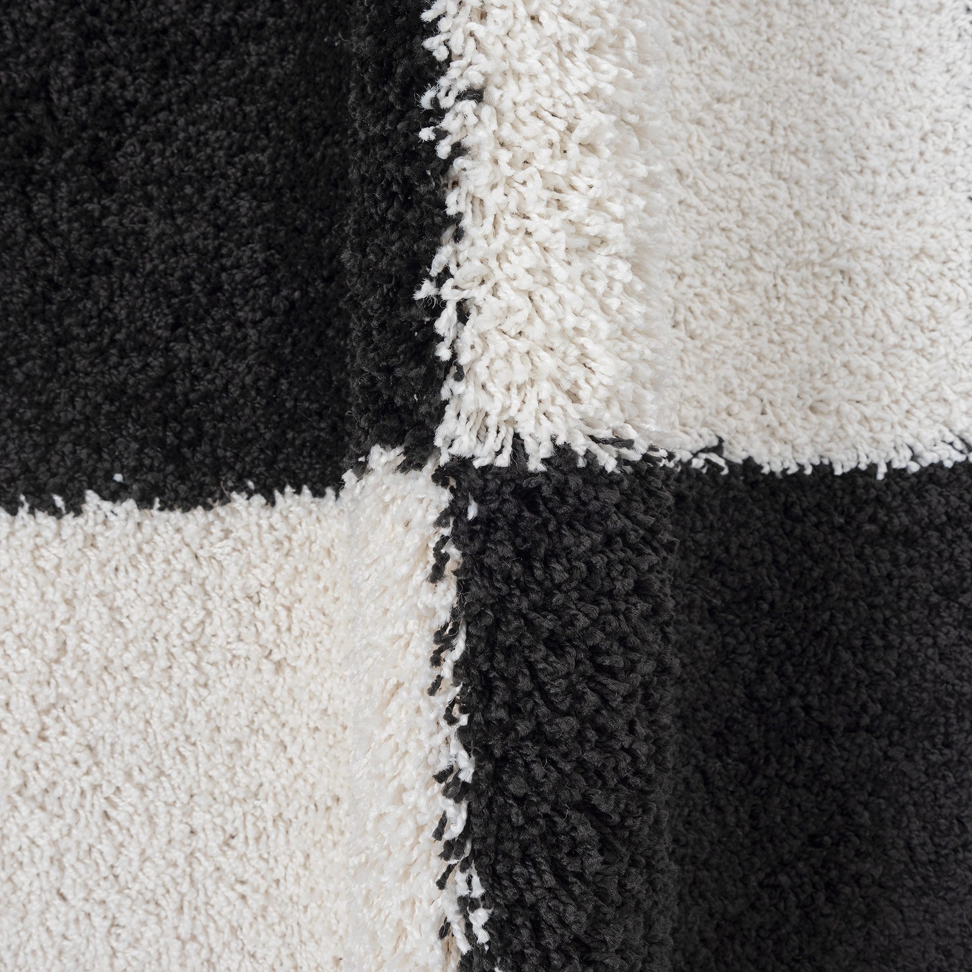Sanat Hochflor-Teppich Milano 1250, auch als Läufer und in Rund, rund, Höhe: 30 mm, Hochflor, Shaggy, Karo, Wohnzimmer, Schlafzimmer – Bild 5 von 5