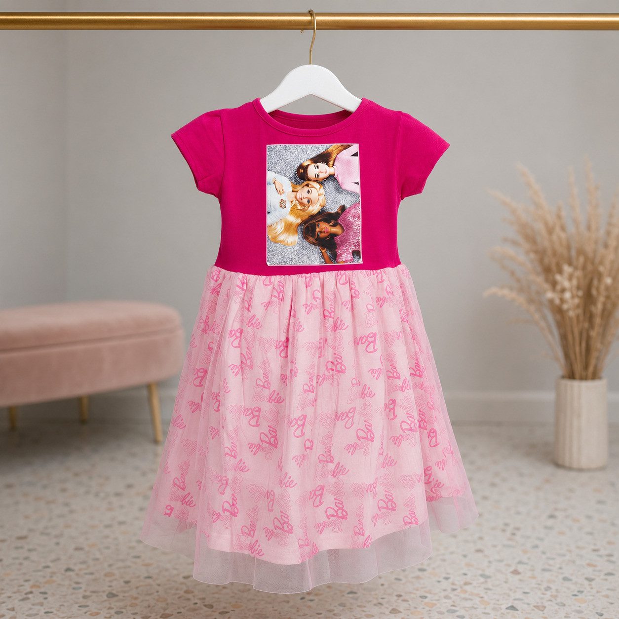 Barbie Sommerkleid Barbie and Freinds Kinder Mädchen Sommerkleid Kleid Gr 98-128 Baumwolle – Bild 4 von 5